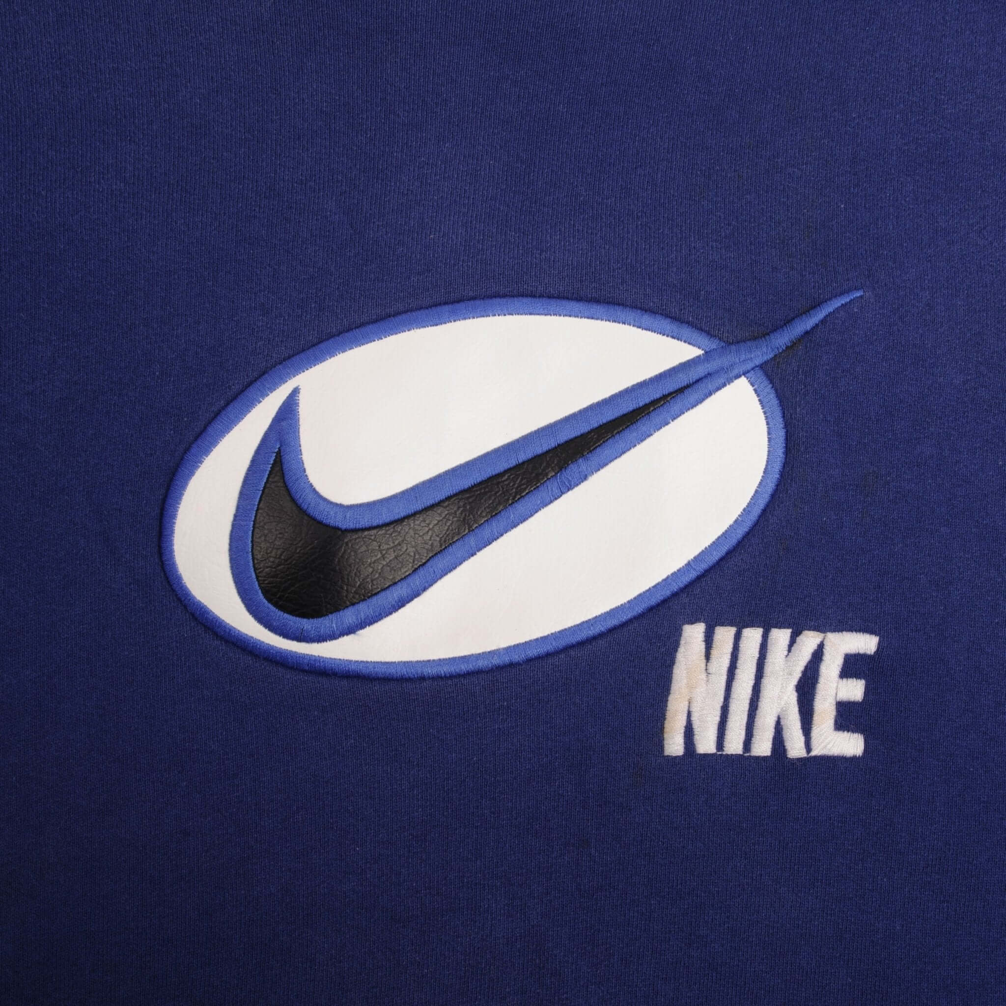 Vintage Nike Big Swoosh Navy Blue Sweatshirt Early 1990S Size XL Made In USA