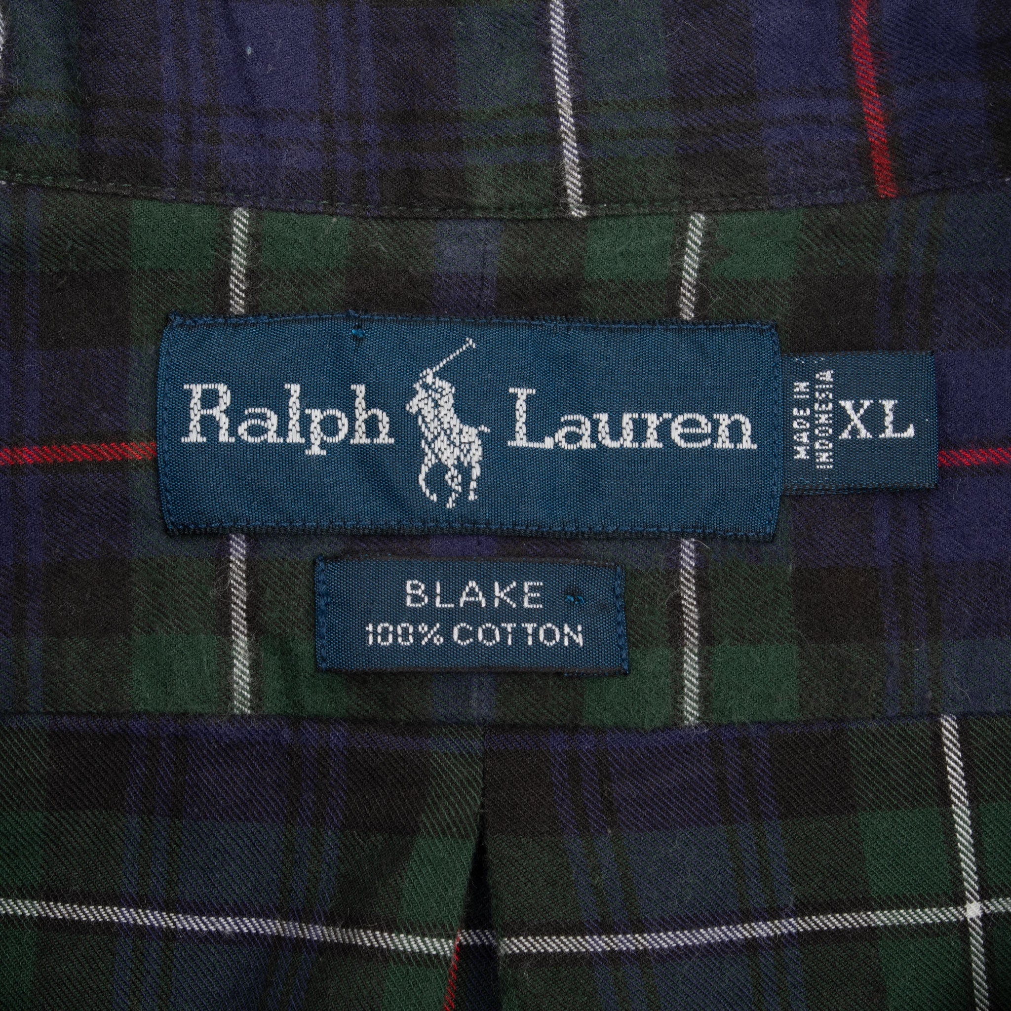 Vintage Ralph Lauren Scottish Tartan Plaid Checker Shirt 1990S Size XL