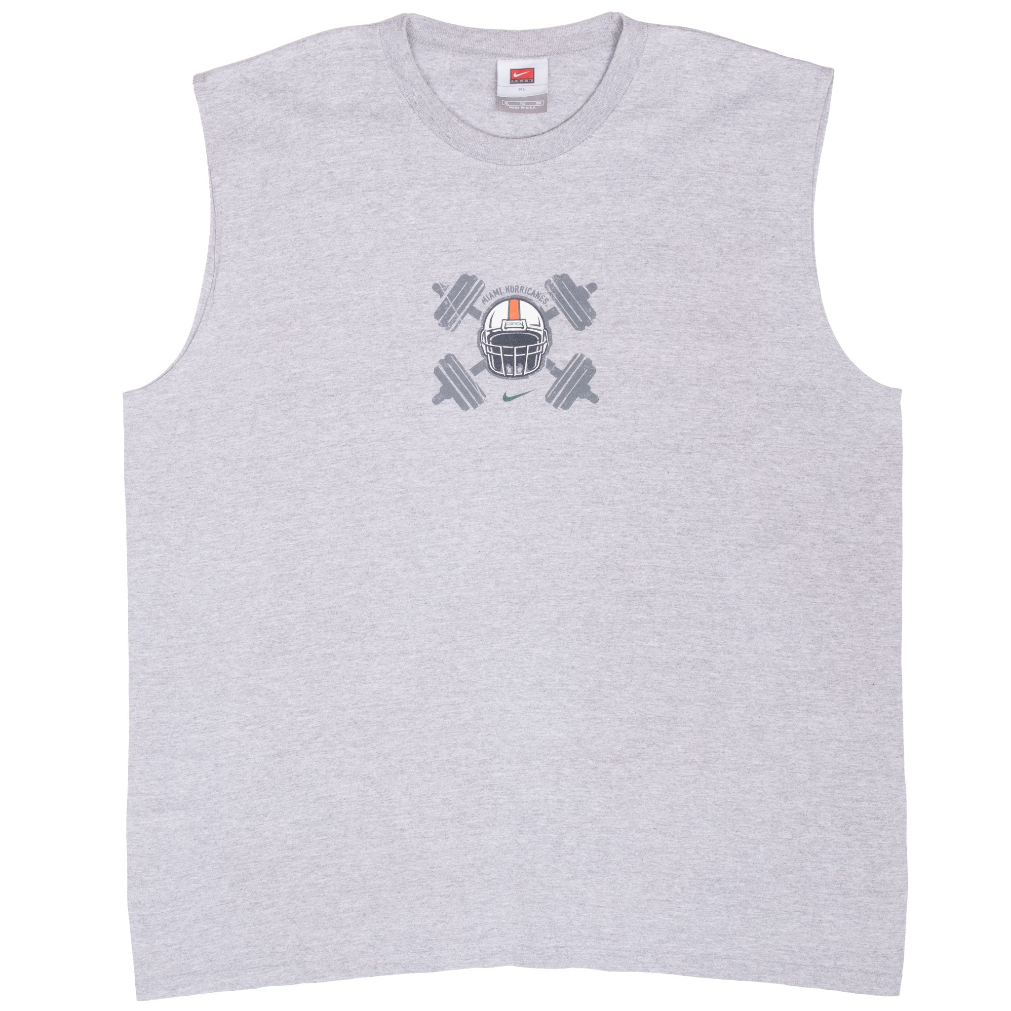 Vintage Nike Ncaa Miami Hurricanes Tank Top Tee Shirt 2000S Size XL Made In Usa