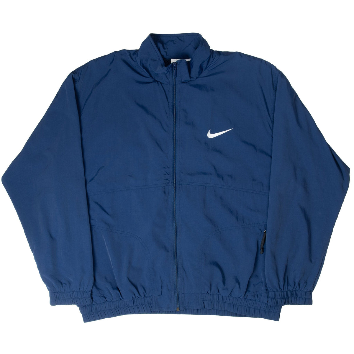 Front of navy Nike Team USA full-zip windbreaker with white embroidered Swoosh