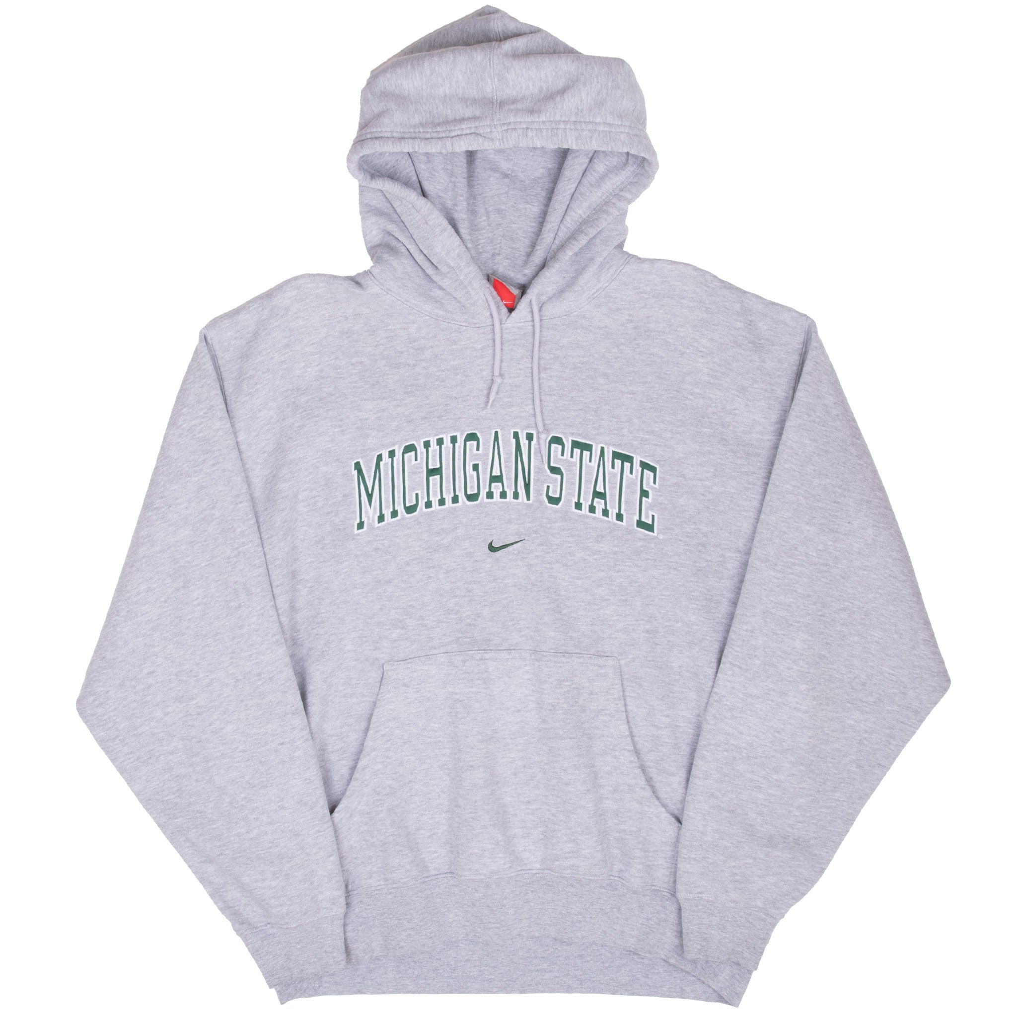 VINTAGE NIKE NCAA MICHIGAN STATE GREY HOODIE SWEATSHIRT 2000S LARGE
