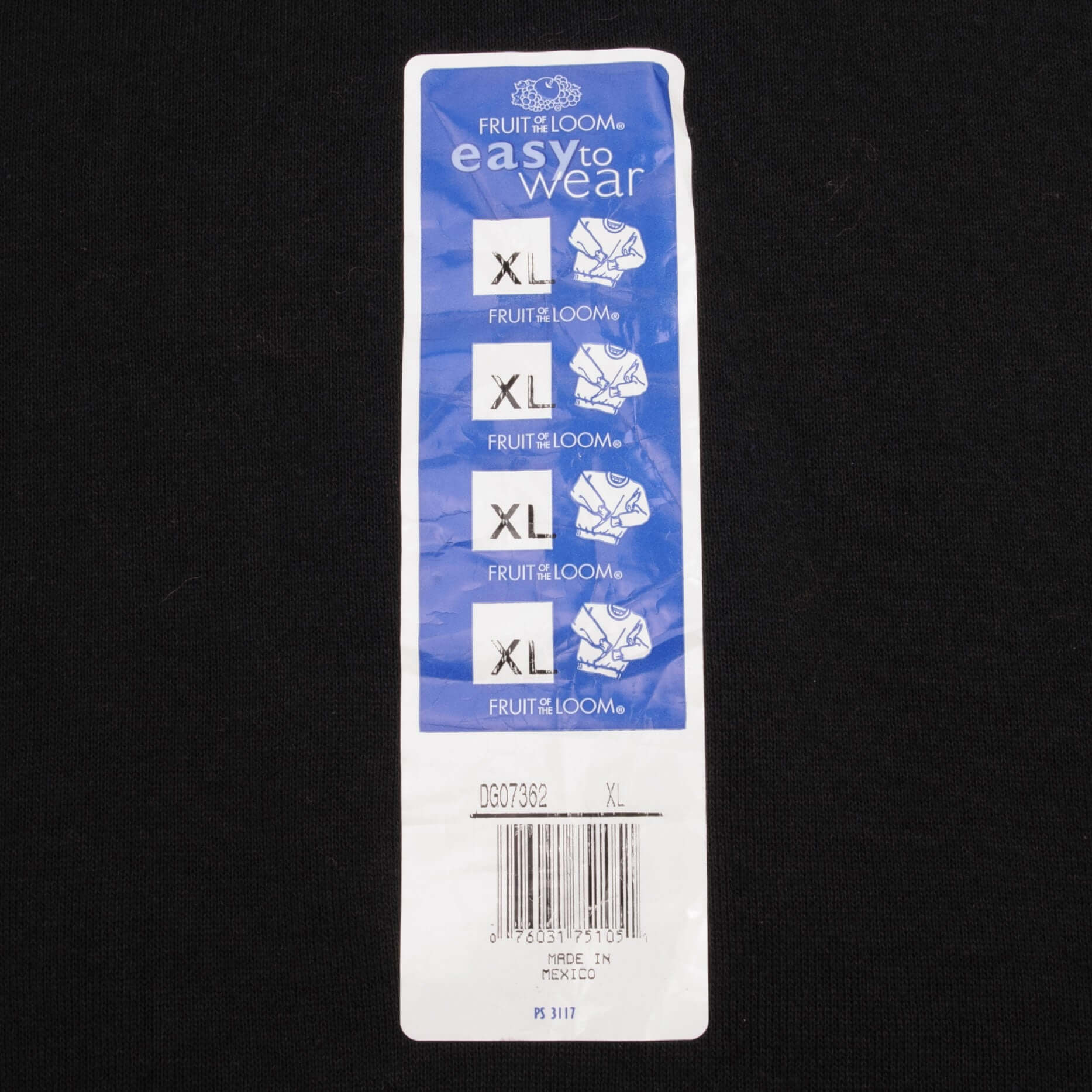 Vintage Fruit Of The Loom Blank Black Crewneck Sweatshirt 1999 Size XL Deadstock