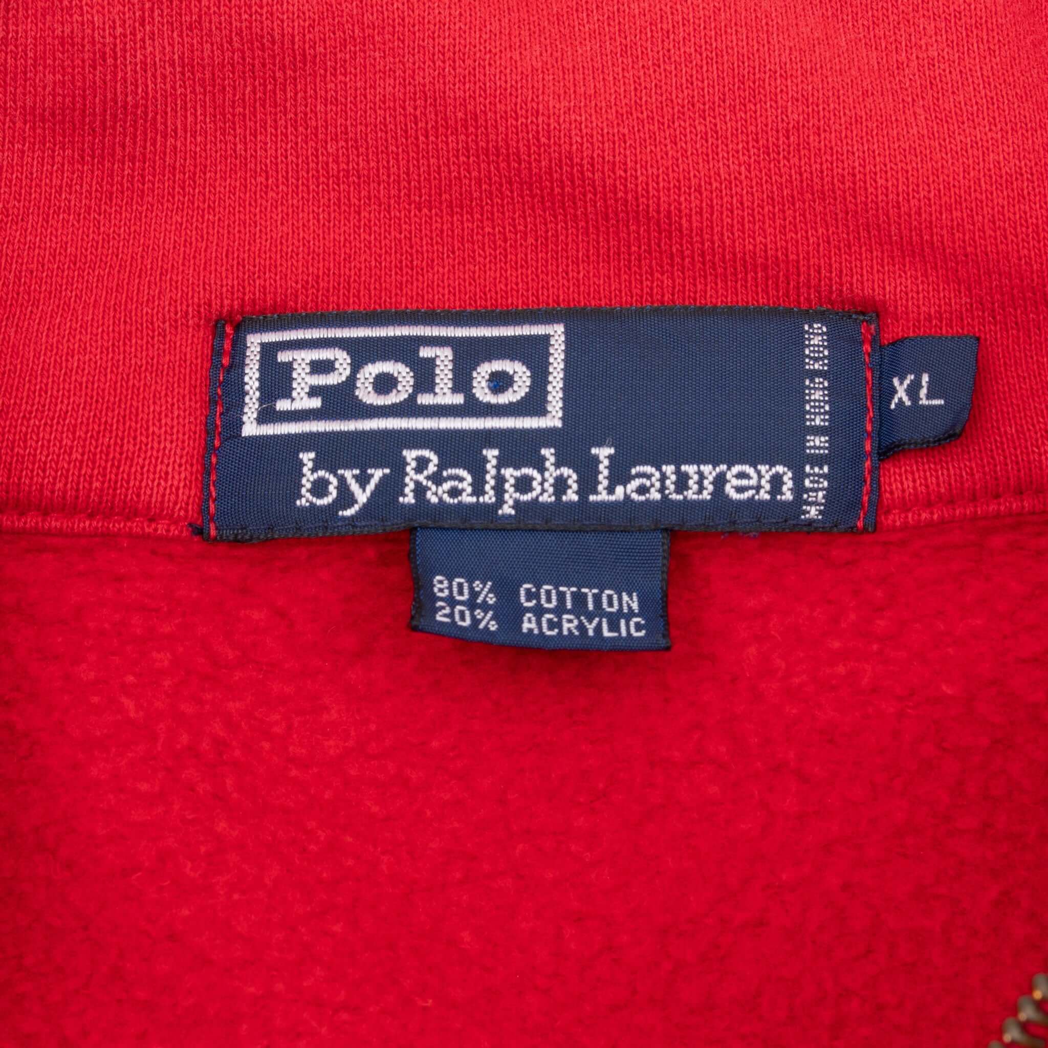 Vintage Ralph Lauren Usa Red Quarter Zip Sweatshirt 1990S Size XL