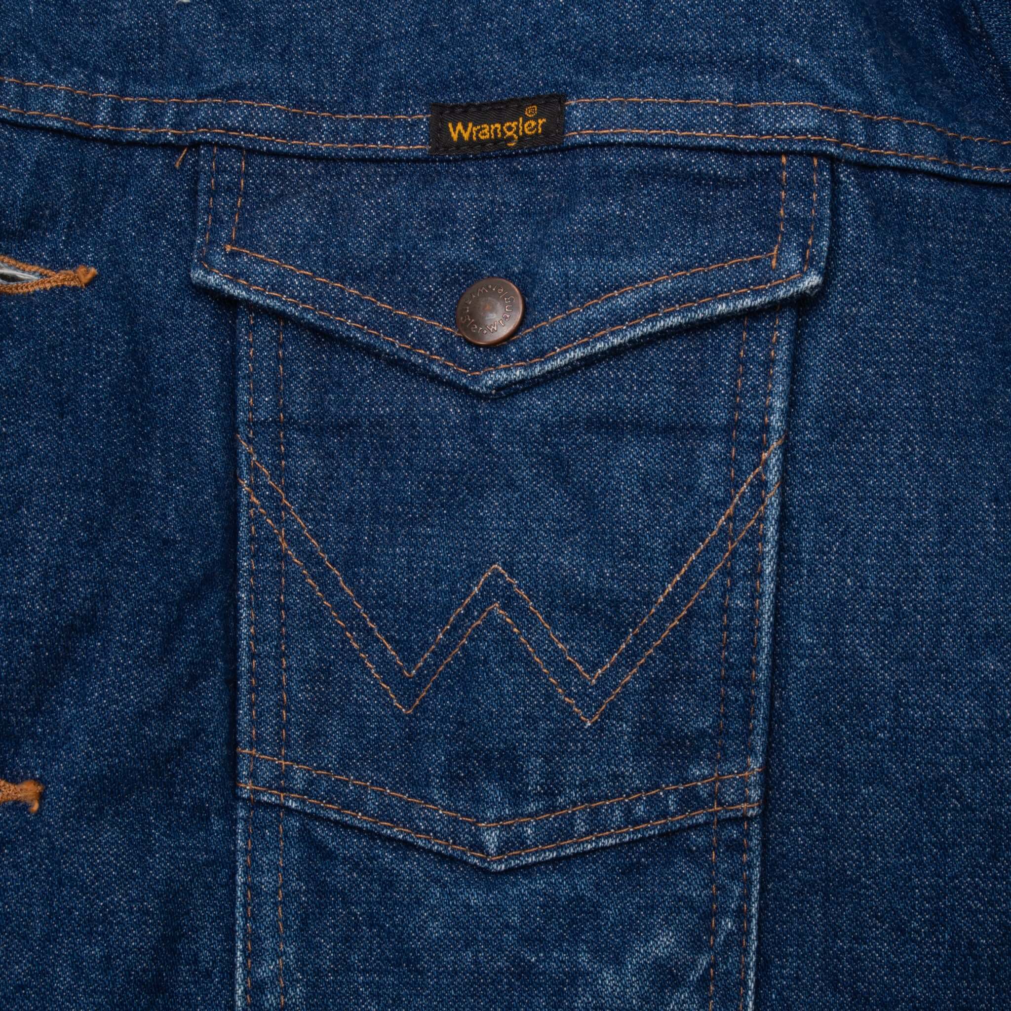 Vintage Wrangler Sherpa Liner Denim Trucker Jacket 1970S Size Large