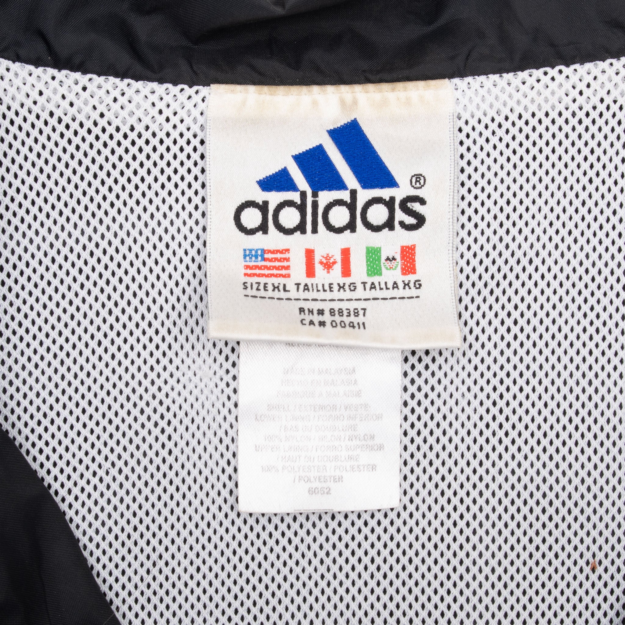 Vintage Adidas 3 Stripes Black Windbreaker Jacket 1990S Size Xl