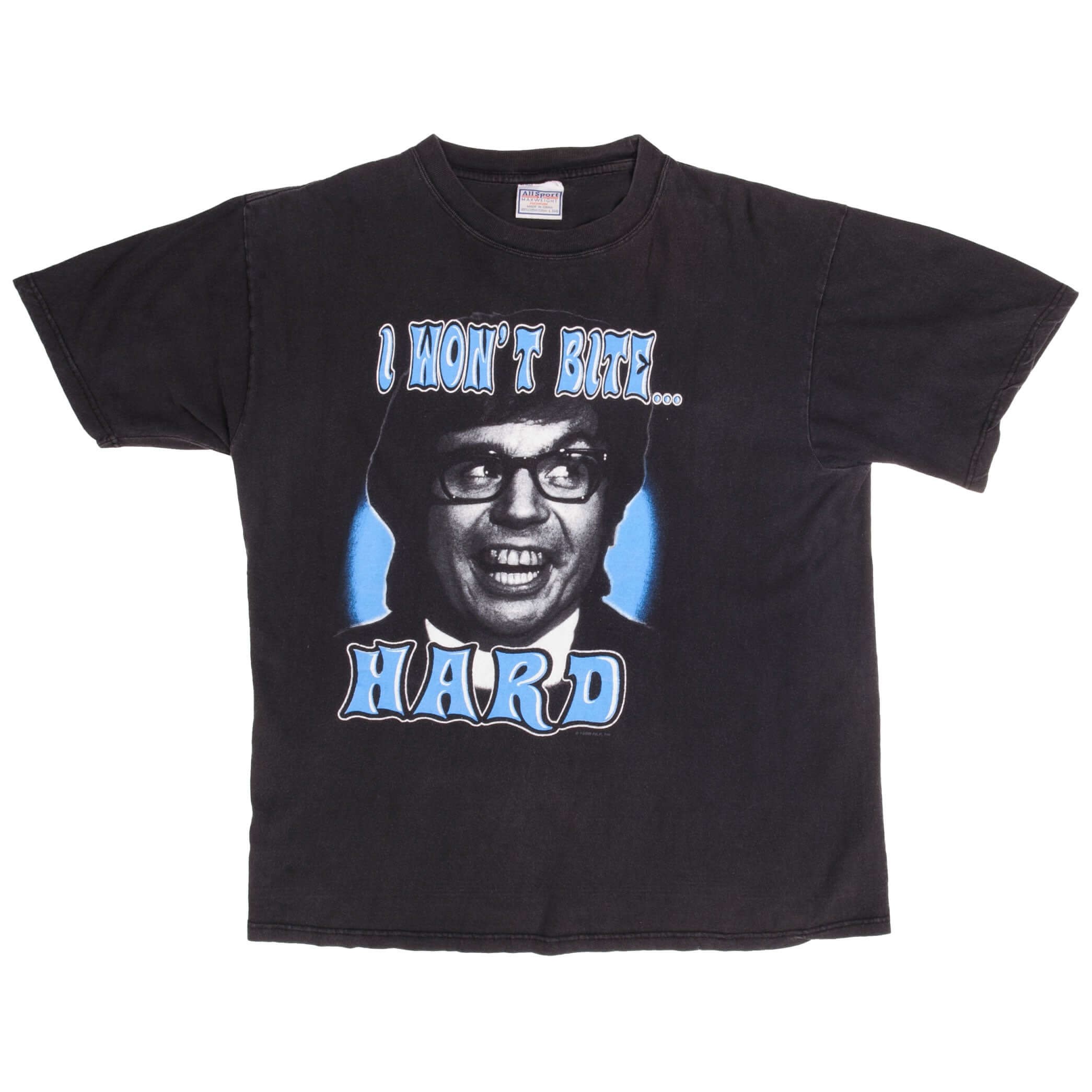 Vintage Austin Powers I won't bite hard oh Behave Tee Shirt 1998 Size Large