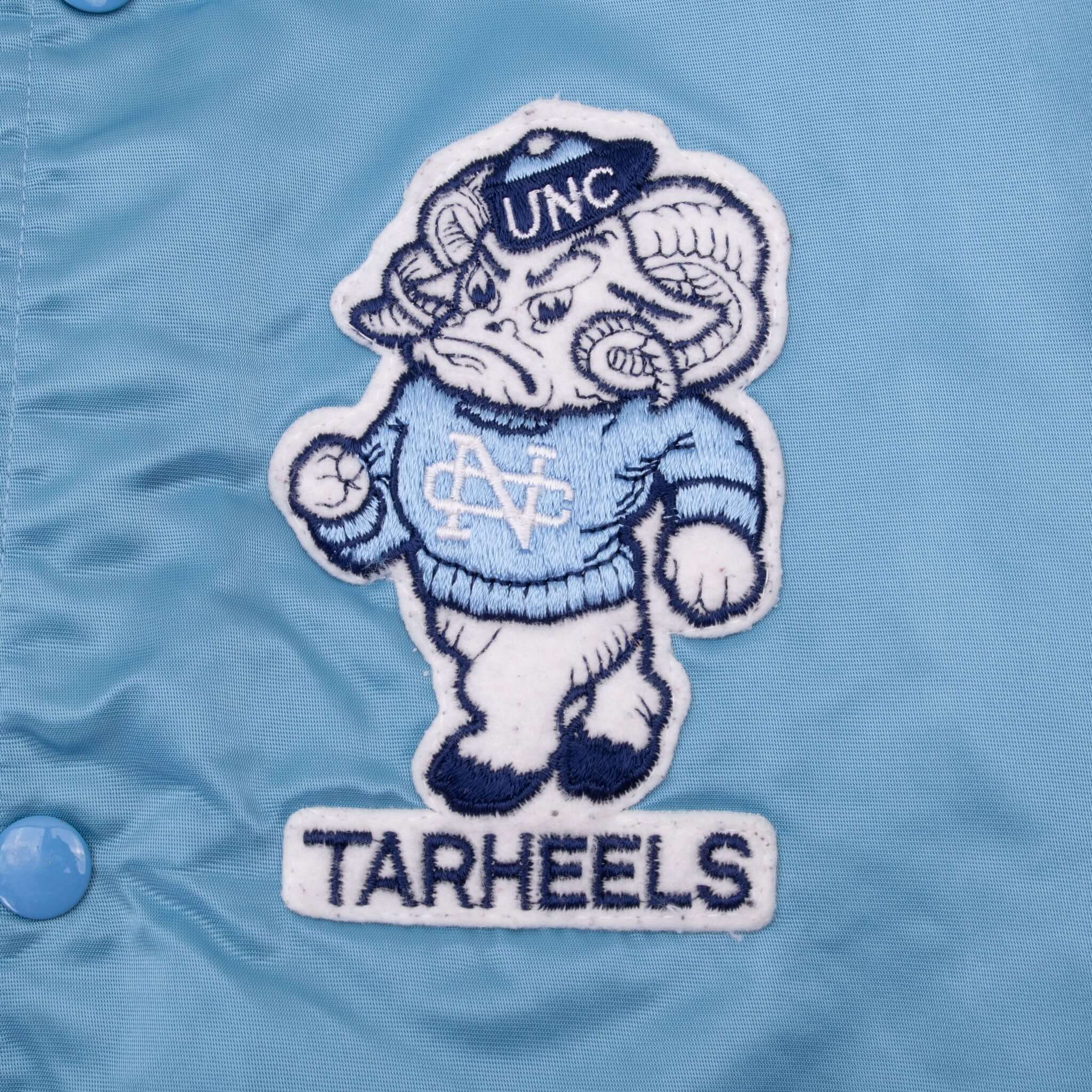 Vintage Ncaa Unc Tar Heels Caroline Satin Chalk Line Bomber Jacket 1980S Size XL Made In Usa