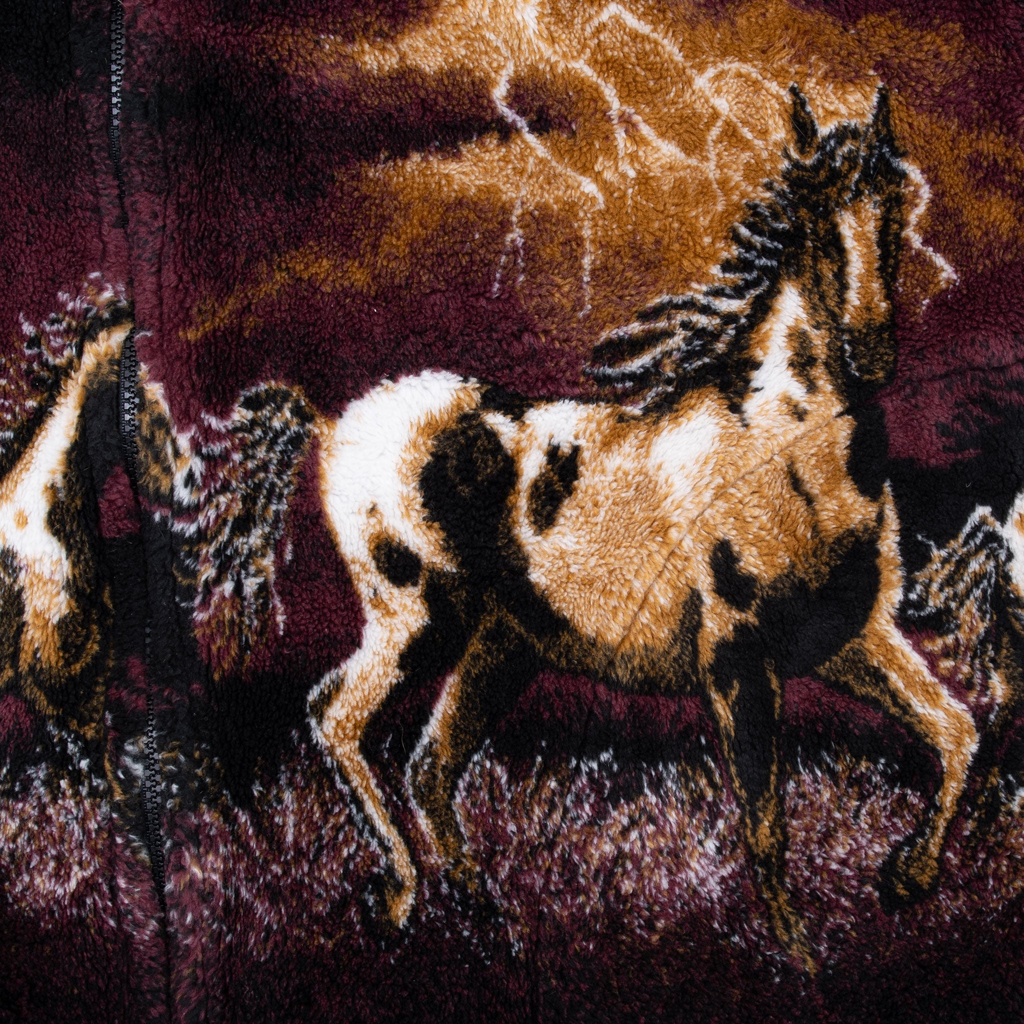 Vintage Animal Print Wild Horses Fleece Jacket 1990S Size Large Made In Usa