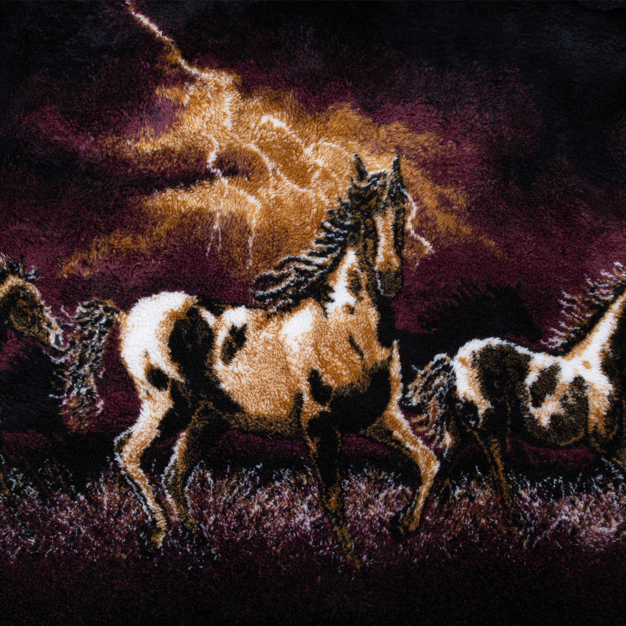 Vintage Animal Print Wild Horses Fleece Jacket 1990S Size Large Made In Usa