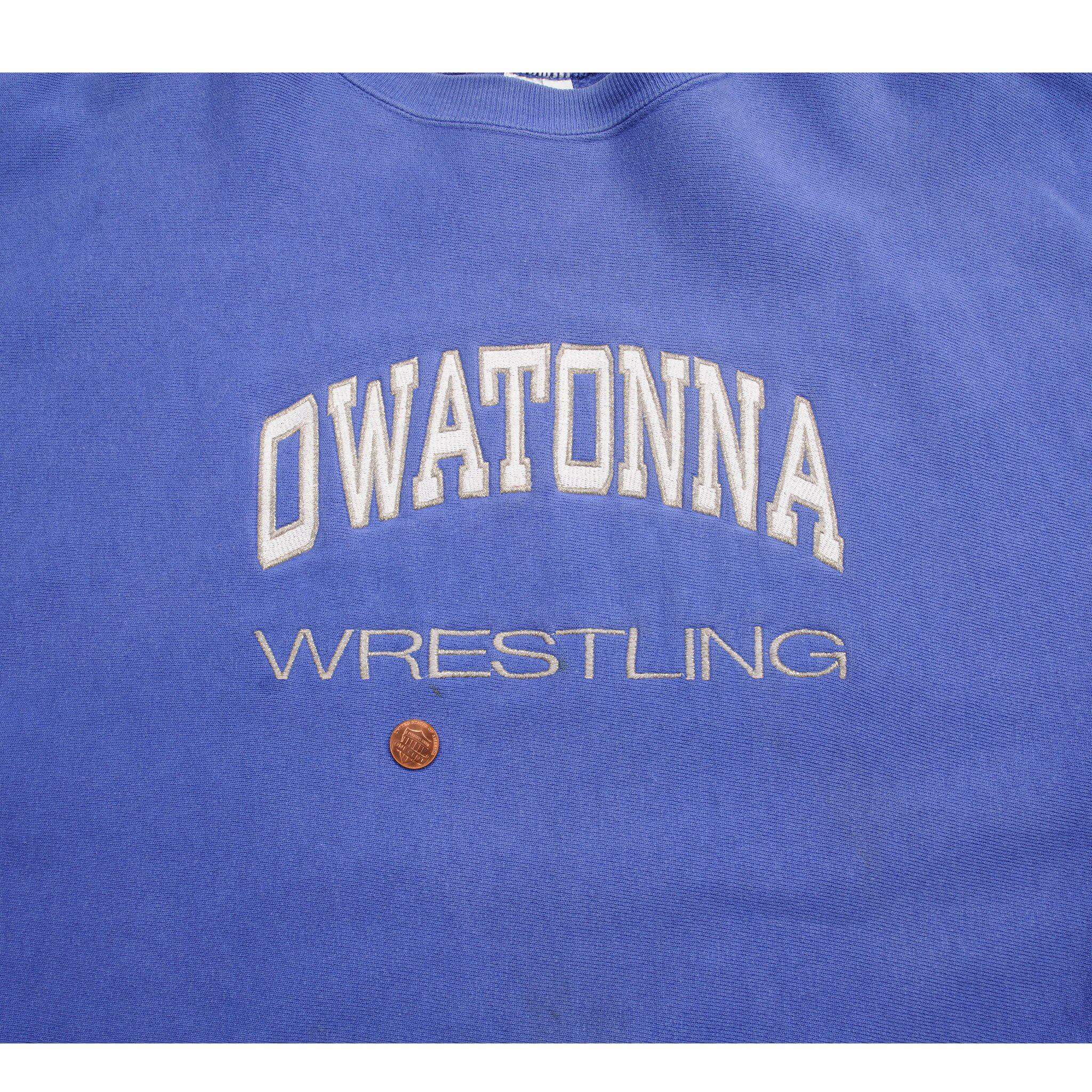 VINTAGE CHAMPION REVERSE WEAVE OWATONNA WRESTLING SWEATSHIRT 1990S XL MADE USA