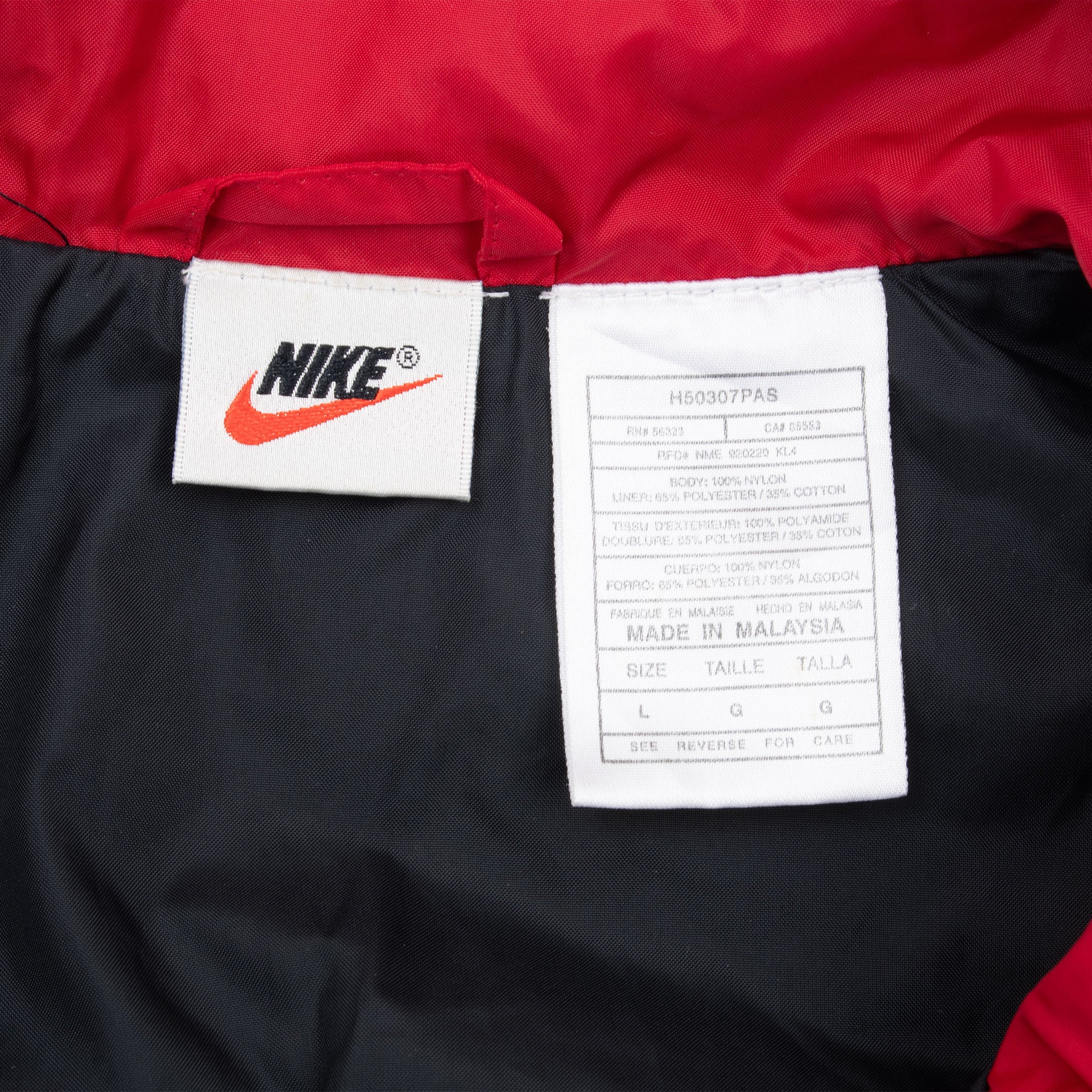 Vintage Nike Big Swoosh Black Red White Windbreaker Jacket 1990S Size Large