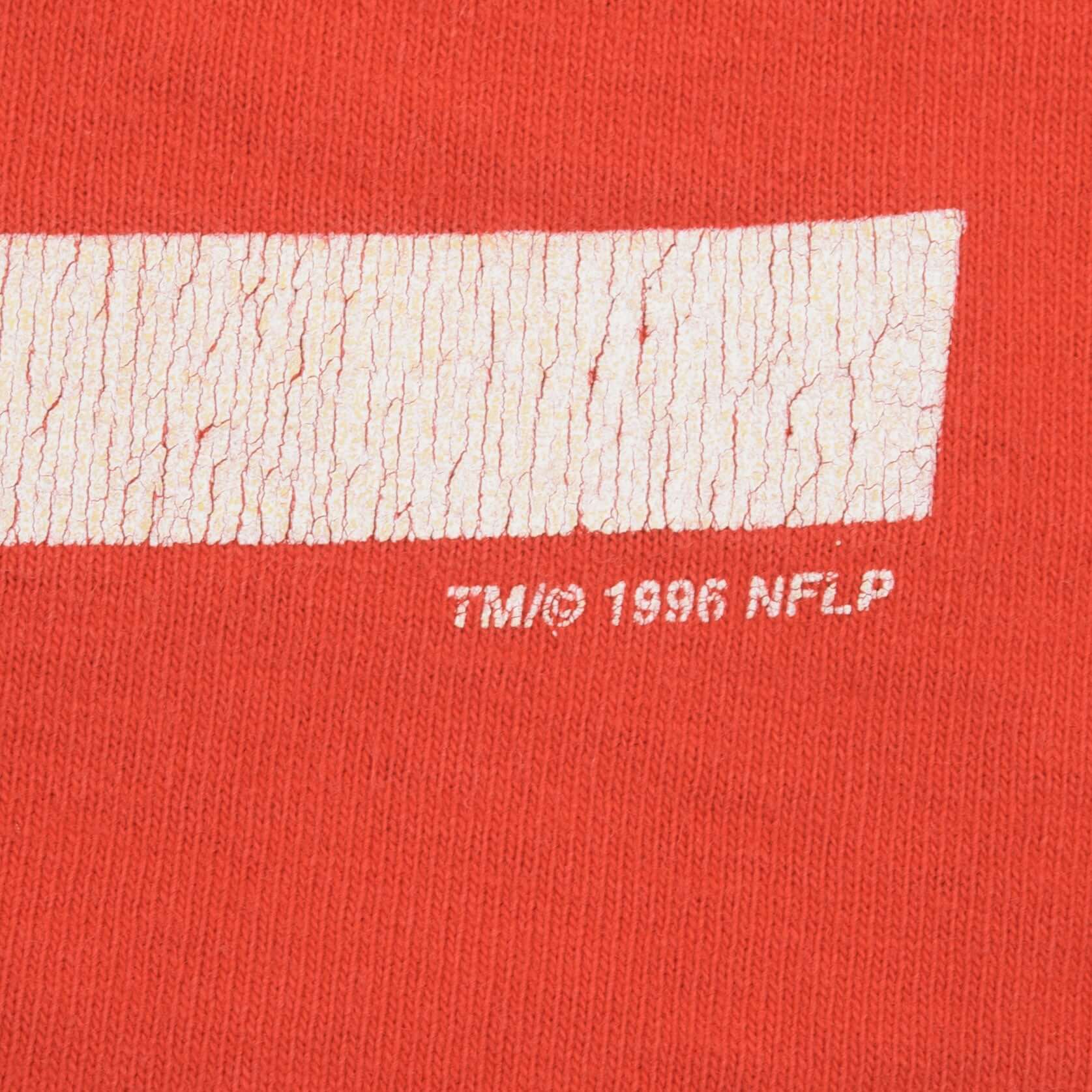 Vintage NFL Kansas City Chiefs Champions 1996 Tee Shirt Size Large Made In USA With Single Stitch Sleeves