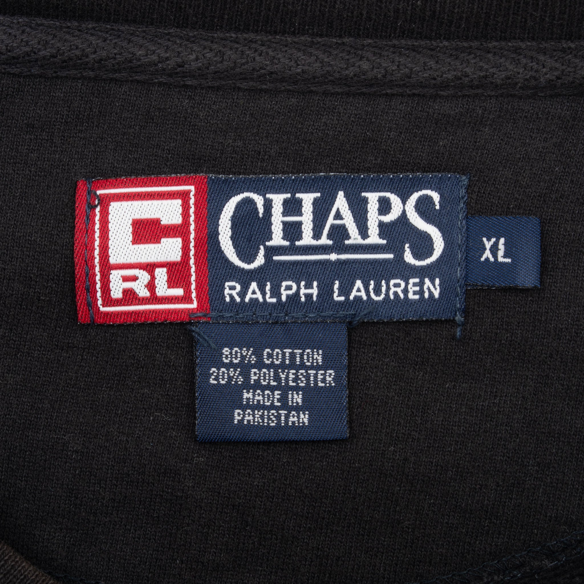Vintage Chaps Ralph Lauren Black Sweatshirt Size XL 1990S