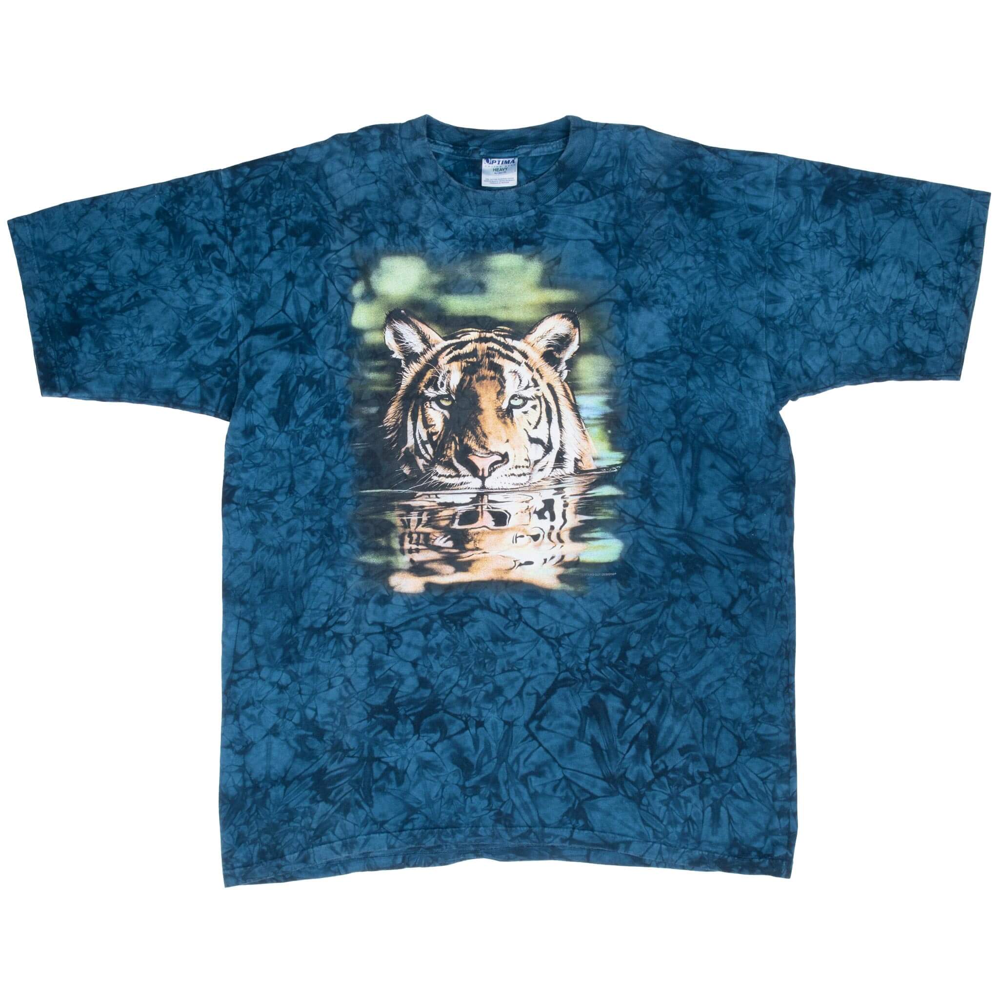 Vintage Animal Print Tiger 2000S Tie Dye Tee Shirt Size XL