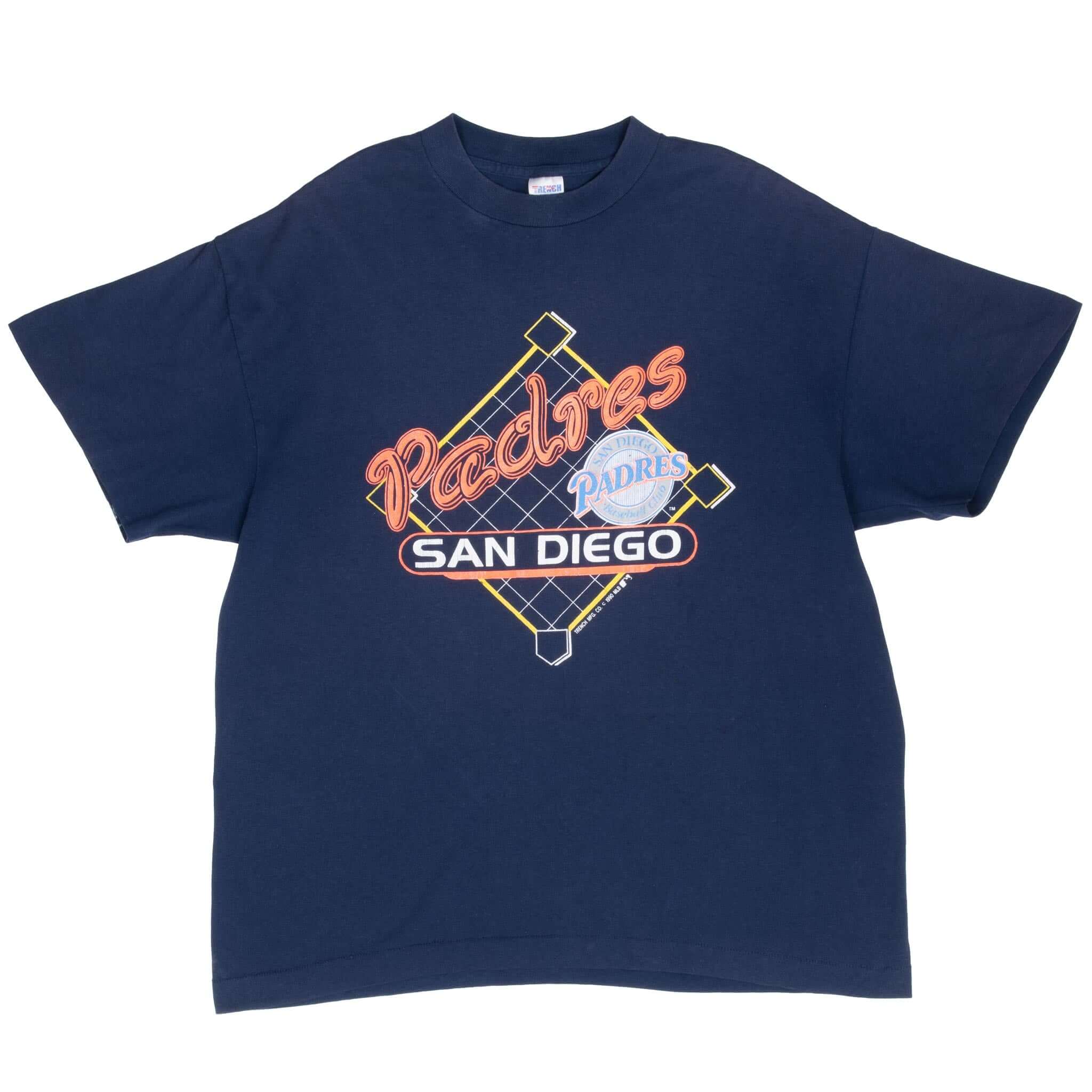 Vintage Mlb San Diego Padres 1990 Tee Shirt Size Large Made In Usa With Single Stitch Sleeves