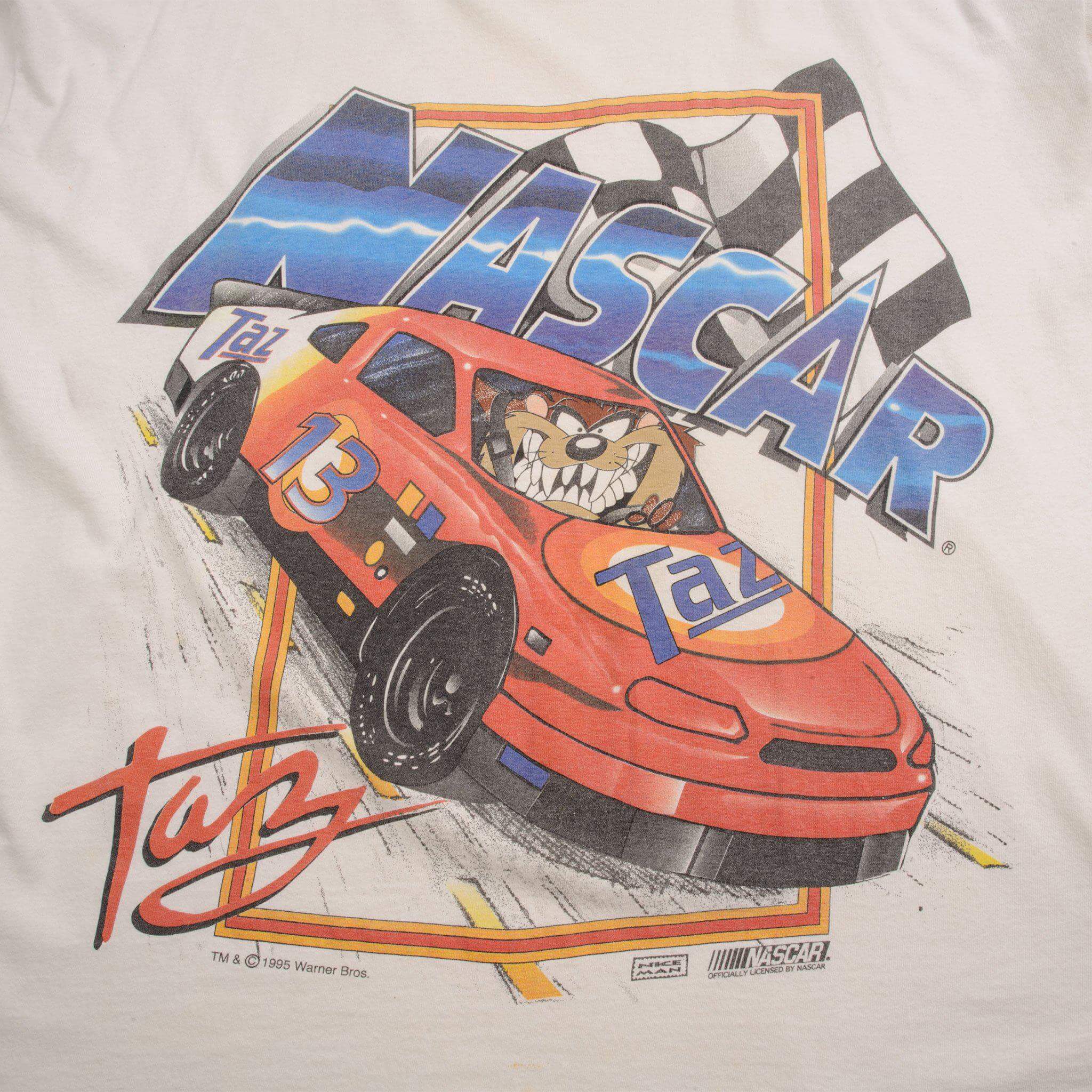 VINTAGE NASCAR TAZ TEE SHIRT 1995 SIZE 2XL MADE IN USA