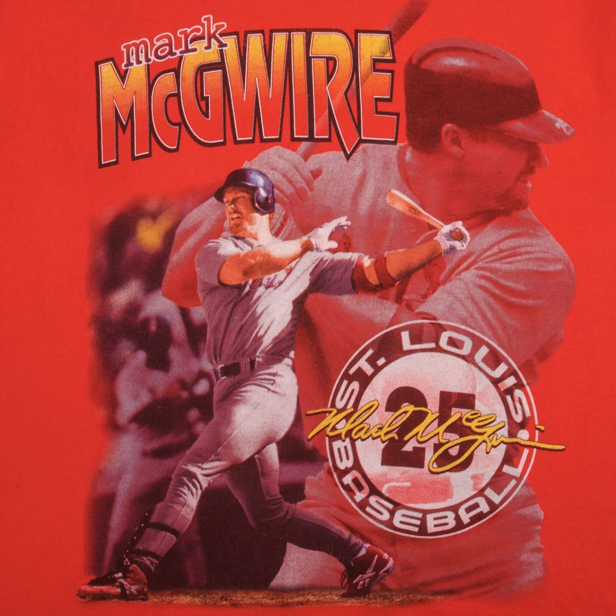 Vintage MLB St. Louis Cardinals Mark McGwire 1990S Tee Shirt Size Medium Made In USA With Single Stitch Sleeves.