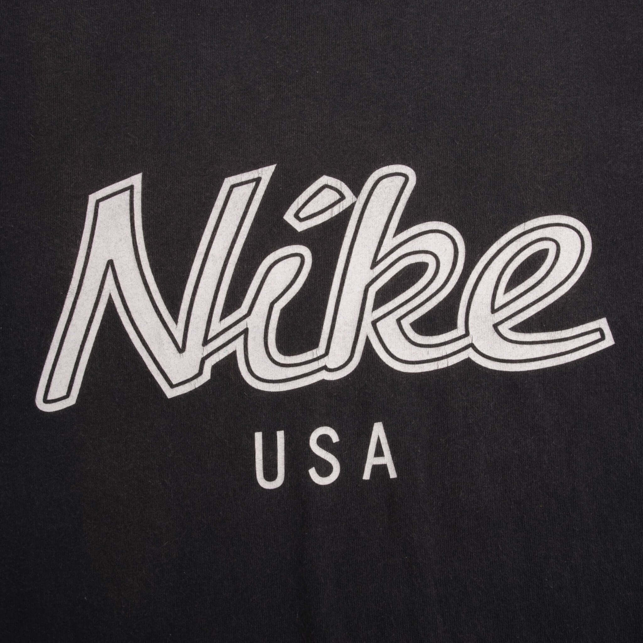 Vintage Nike Spellout Black Tee Shirt 1990S Size Medium Made In Usa