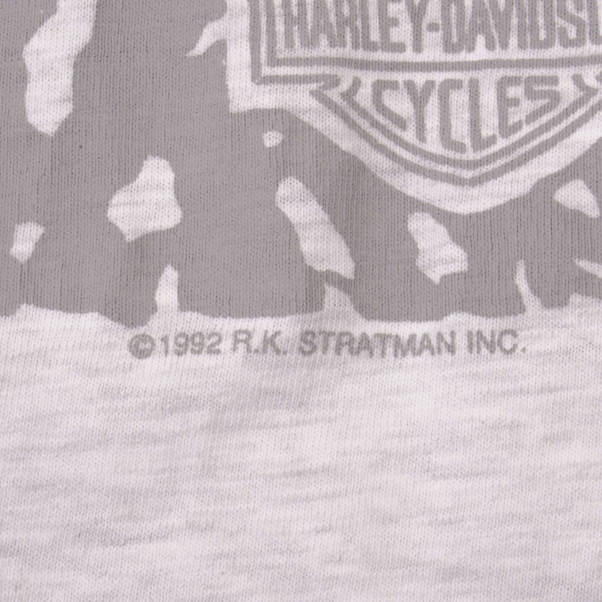 Vintage All Over Print 90th Anniversary Harley Davidson Tee Shirt 1993 Size 2XL Made In USA With Single Stitch Sleeves