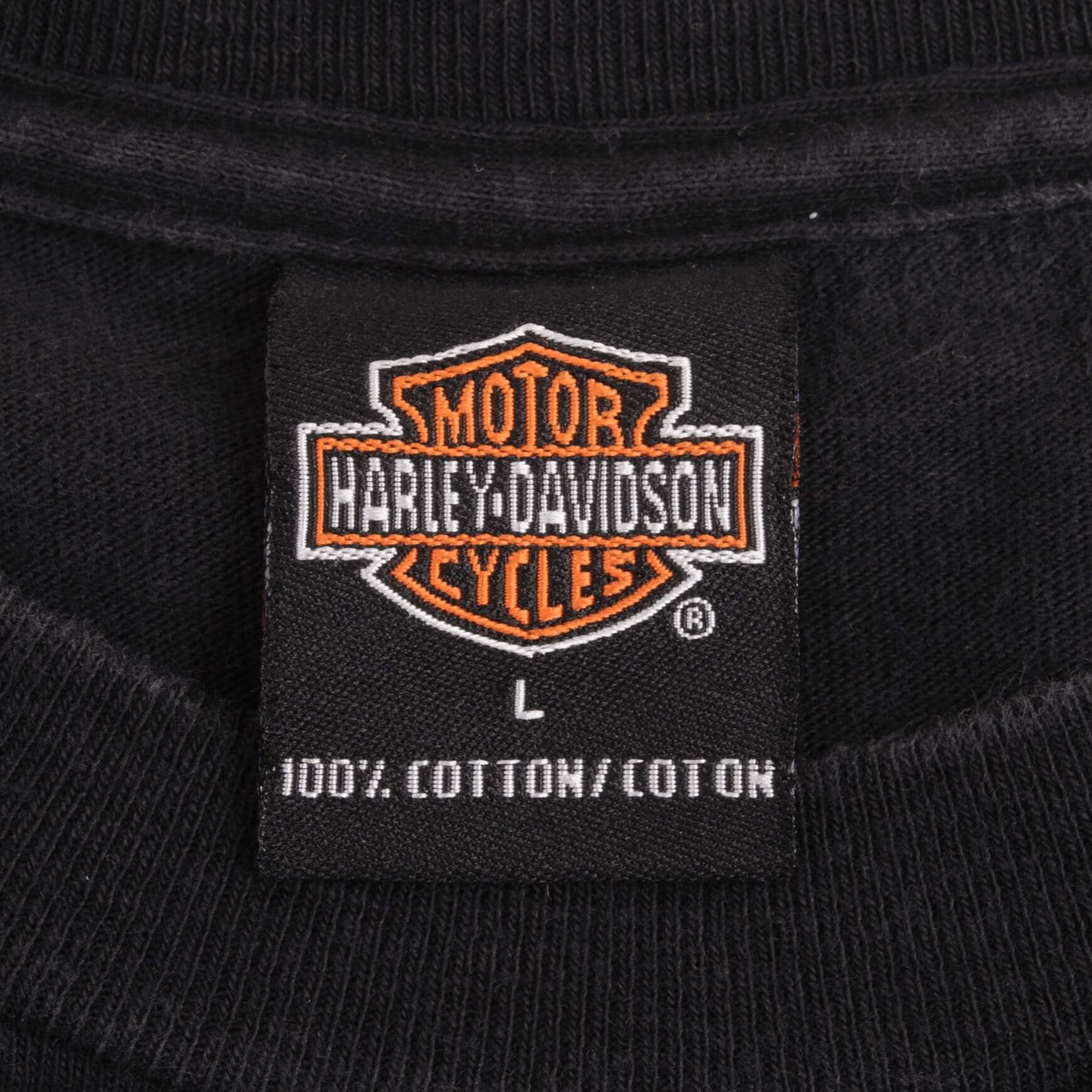 Vintage Black Harley Davidson Dragon Springfield Missouri Tee Shirt 2001 Size Large Made In USA