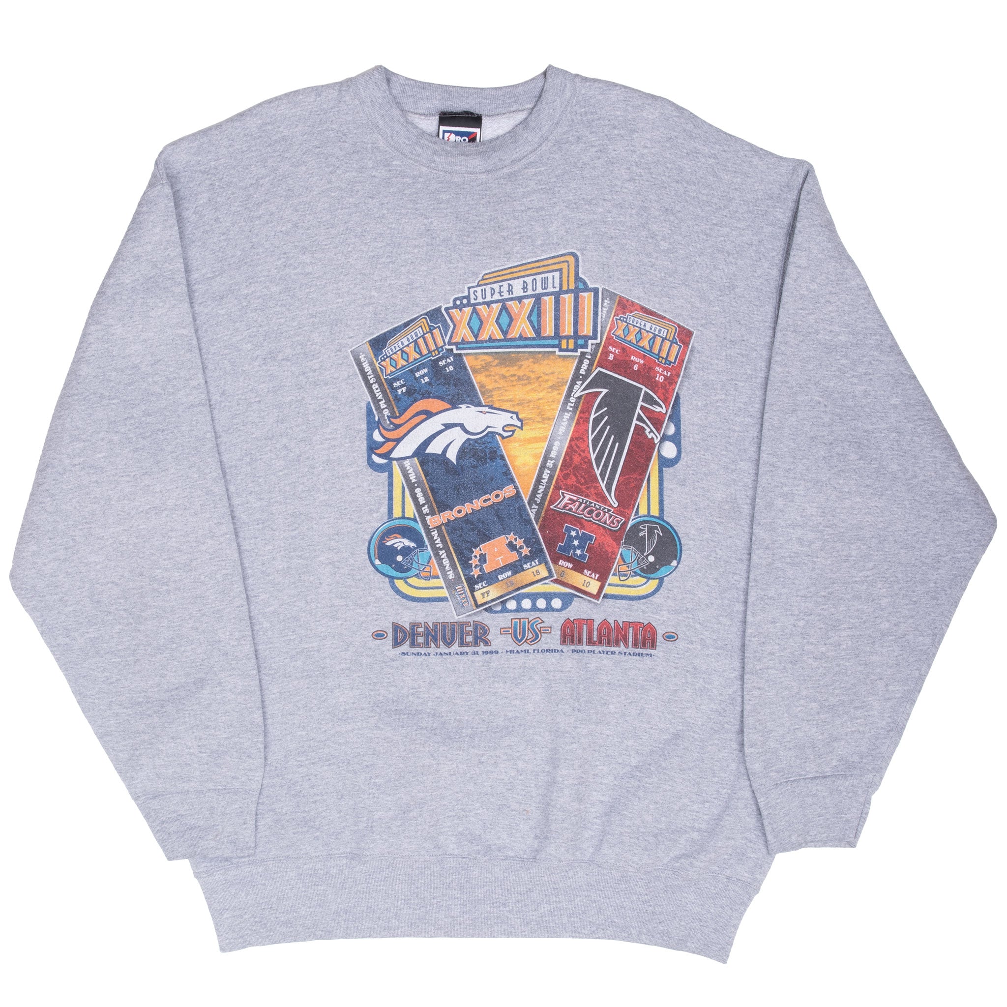 Vintage Nfl Denver Broncos Vs Atlanta Falcons Super Bowl Xxxiii 1999 Sweatshirt Size XL