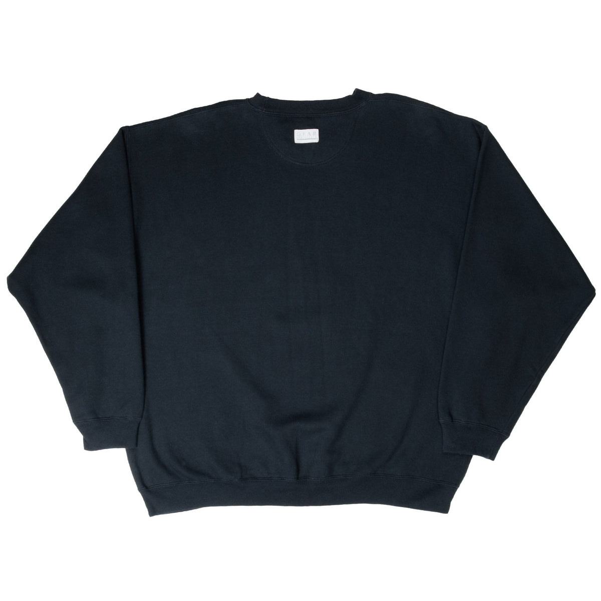 Back of black Anaheim Mighty Ducks crewneck sweatshirt with ribbed cuffs and hem
