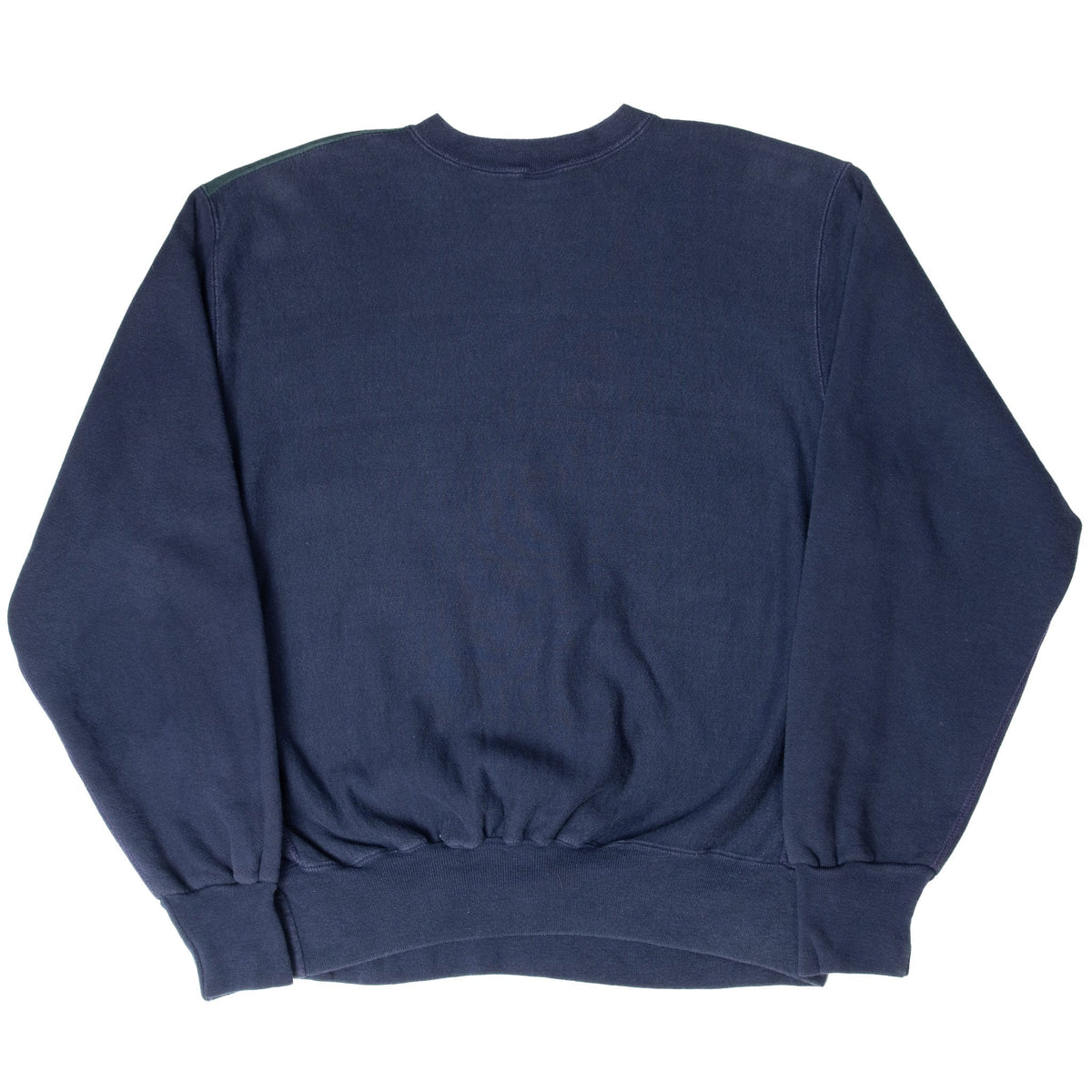Back of Notre Dame sweatshirt in solid navy with ribbed cuffs and waistband