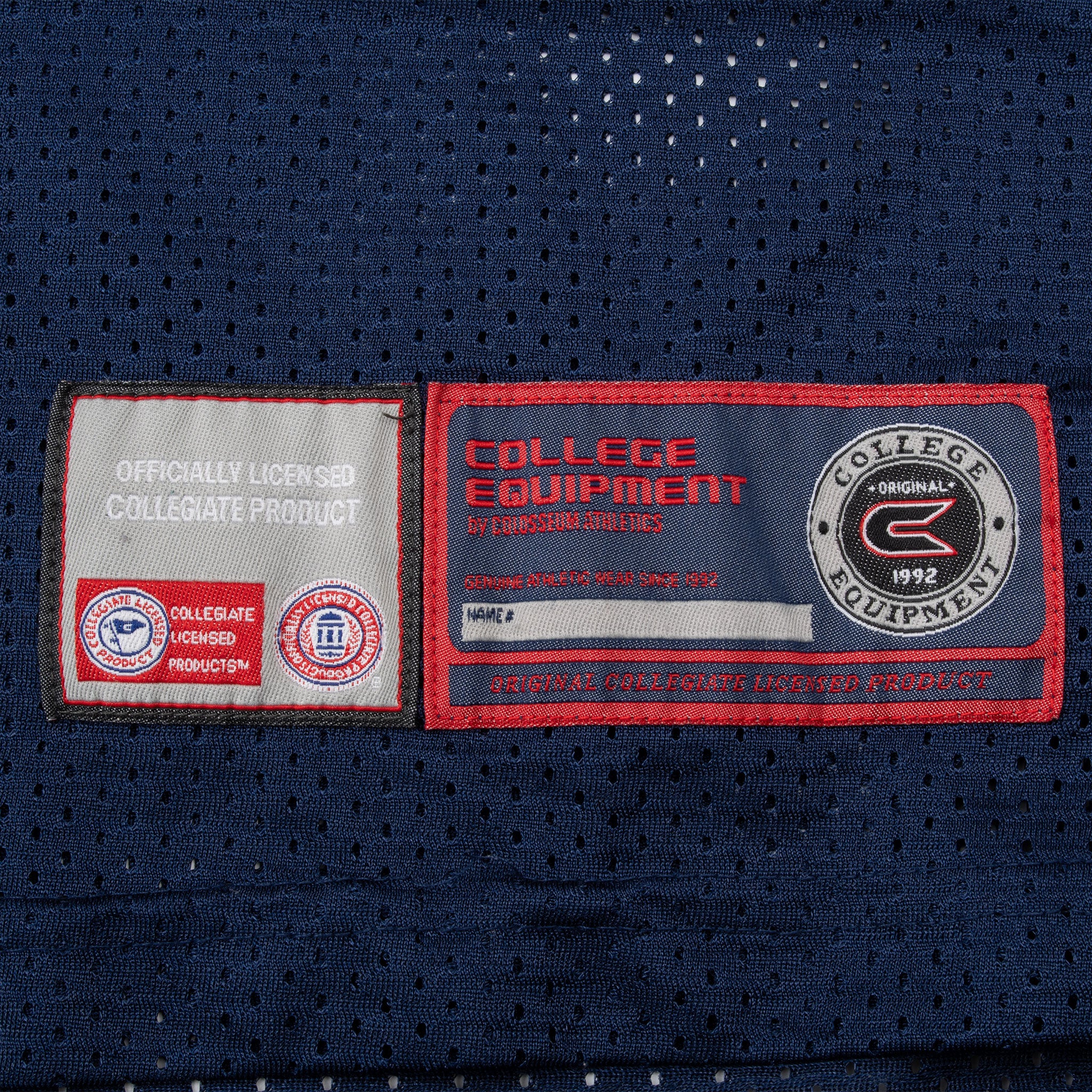College Equipment and officially licensed collegiate product hem labels