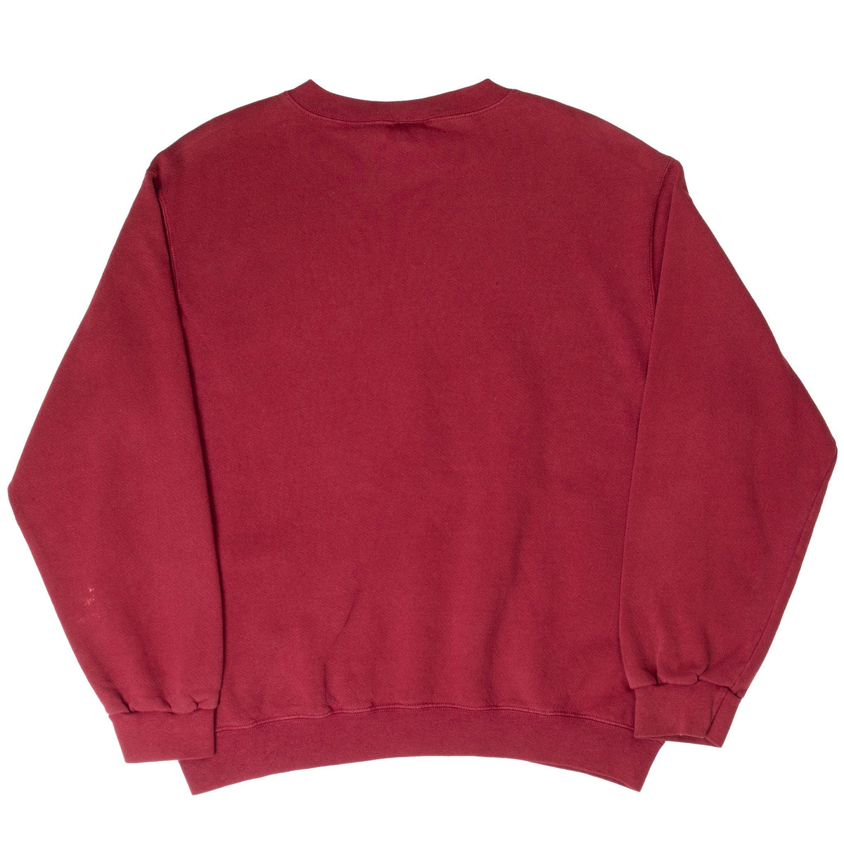 Back view of plain burgundy Nike crewneck sweatshirt