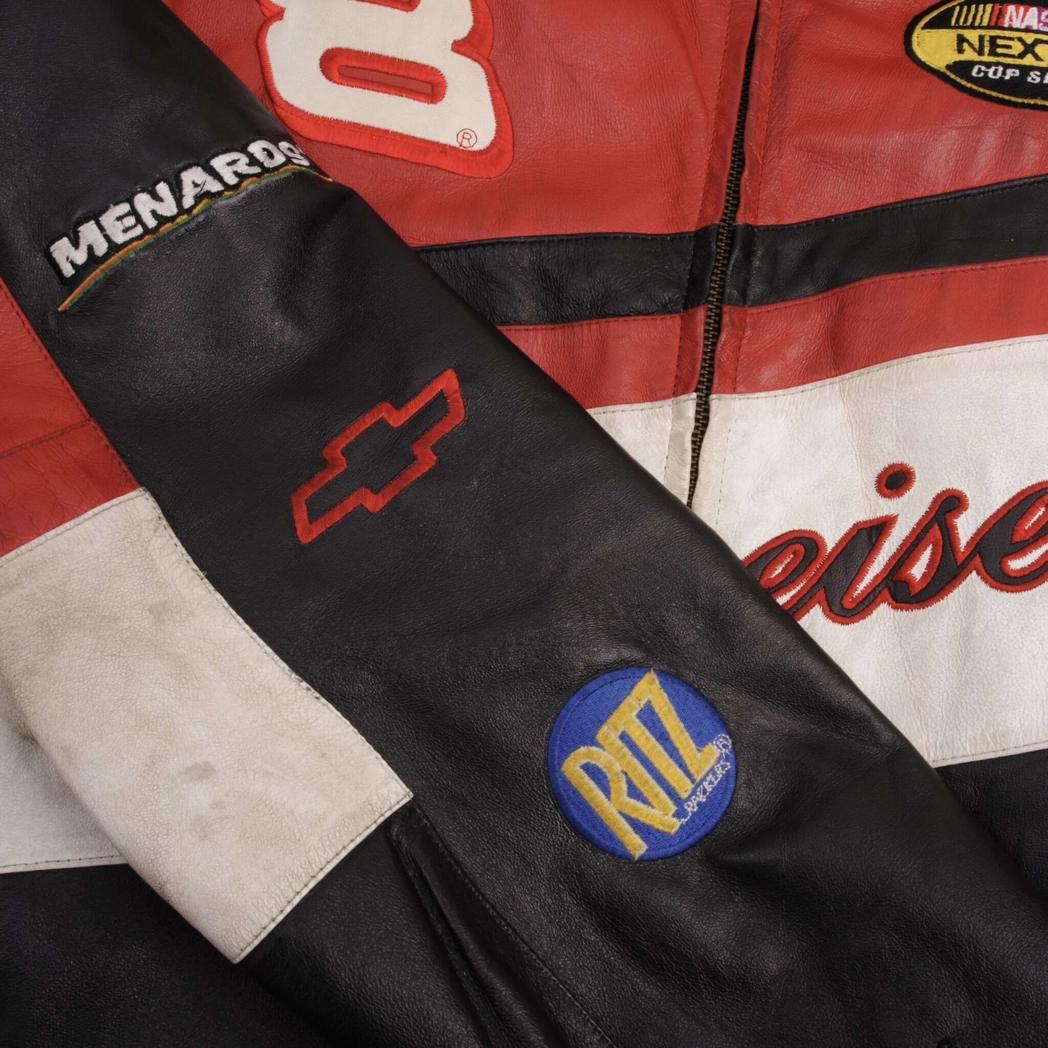 VINTAGE NASCAR DALE EARNHARDT JR BUDWEISER LEATHER JACKET 2000S SIZE XL