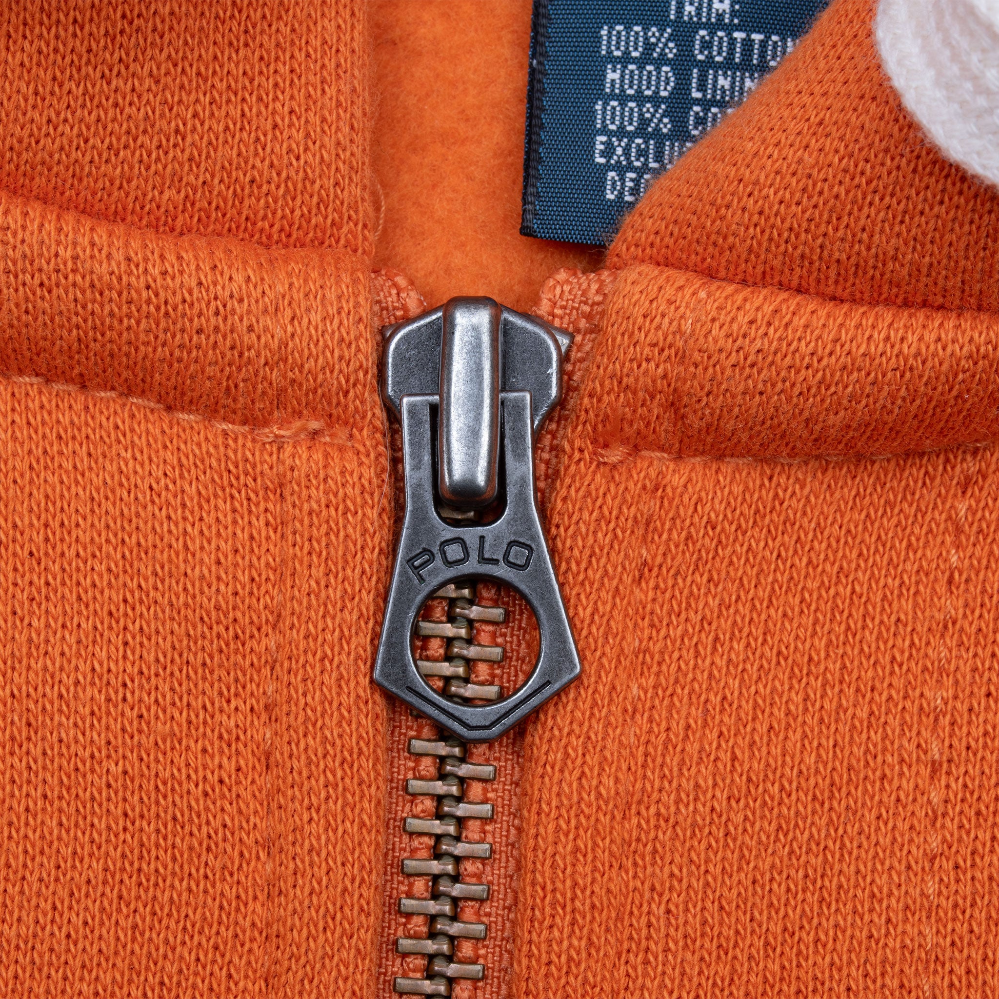 Vintage Ralph Lauren Full Zip Classic Orange Hoodie Sweatshirt 1990S Size Large