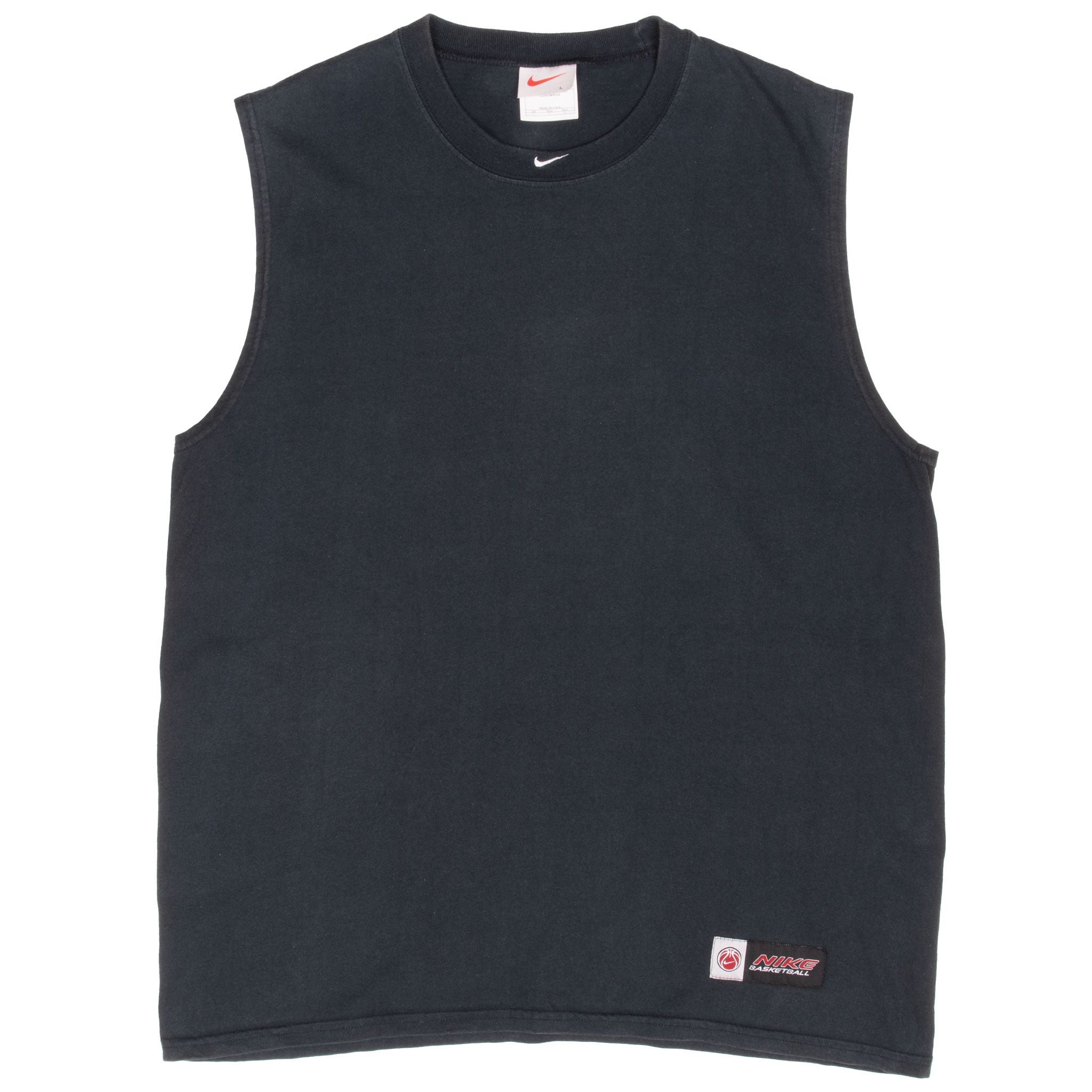 Vintage Nike Center Swoosh Black Tank Top Tee Shirt 1990S Size Large Made In Usa