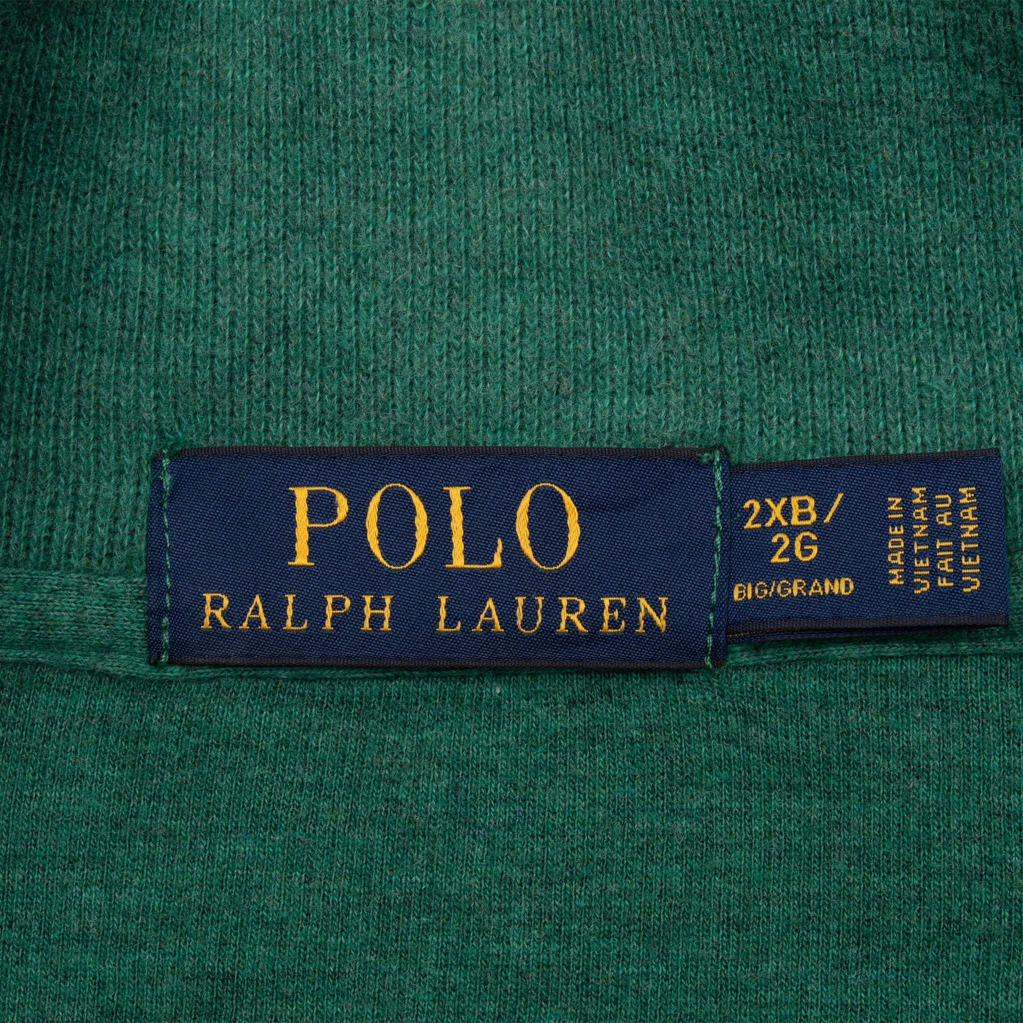 Vintage Polo Ralph Lauren Green Quarter 1/4 Zip Sweater Size 2Xl Big