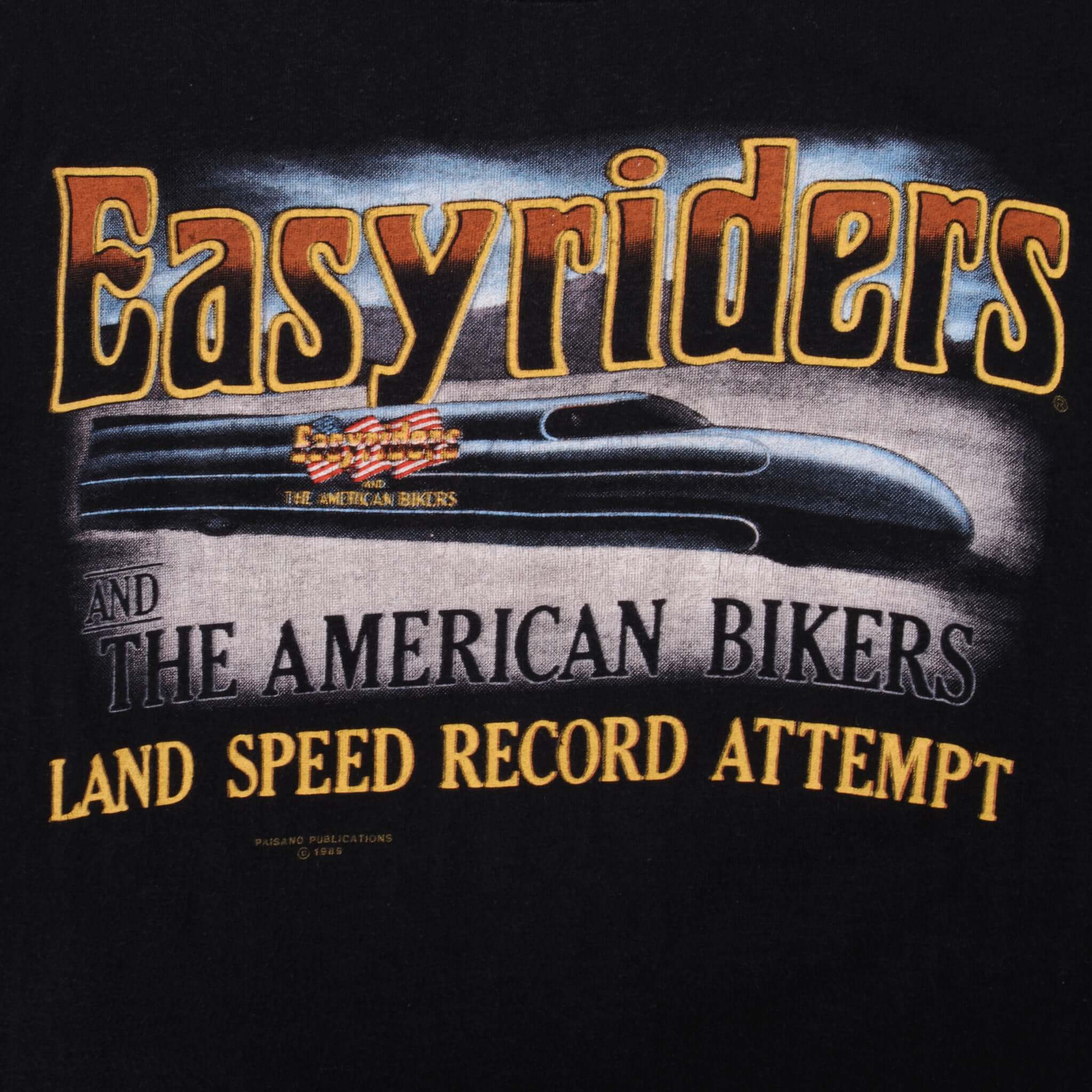 Vintage Easyriders The American Biker Land Speed Record Attempt, We're Gonna Getcha! Tee Shirt 1989 Size XS Made In USA With Single Stitch Sleeves.