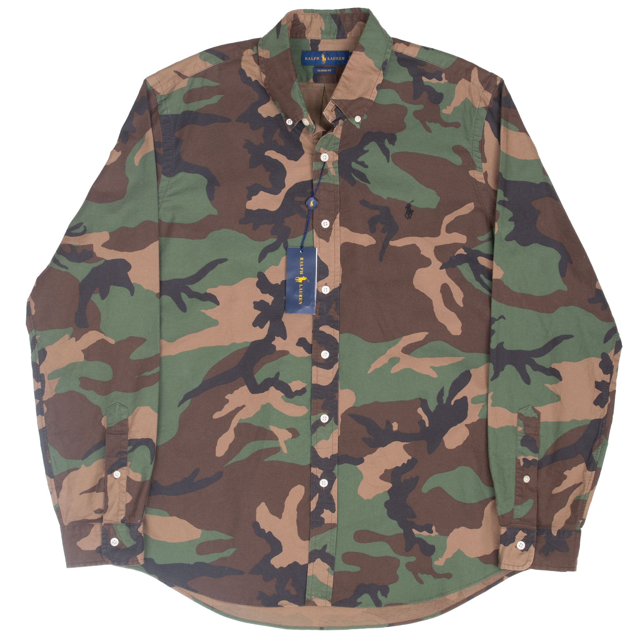 Vintage Ralph Lauren Woodland Camo Shirt Size Large Deadstock