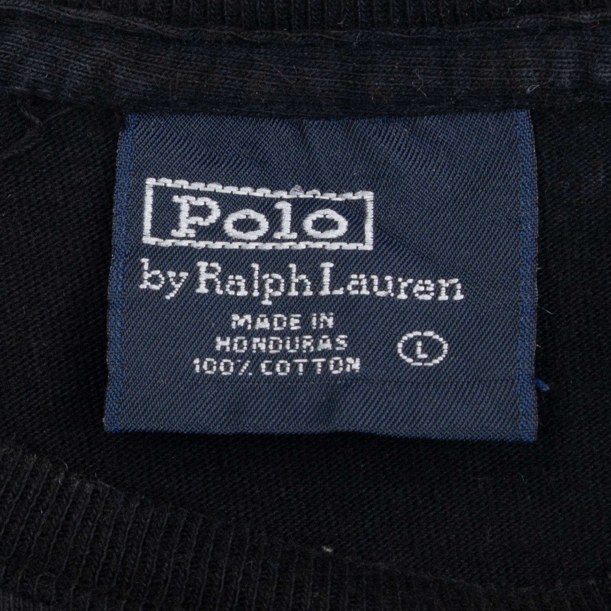 Vintage Ralph Lauren Black Long Sleeve Tee Shirt Size Large 1990S