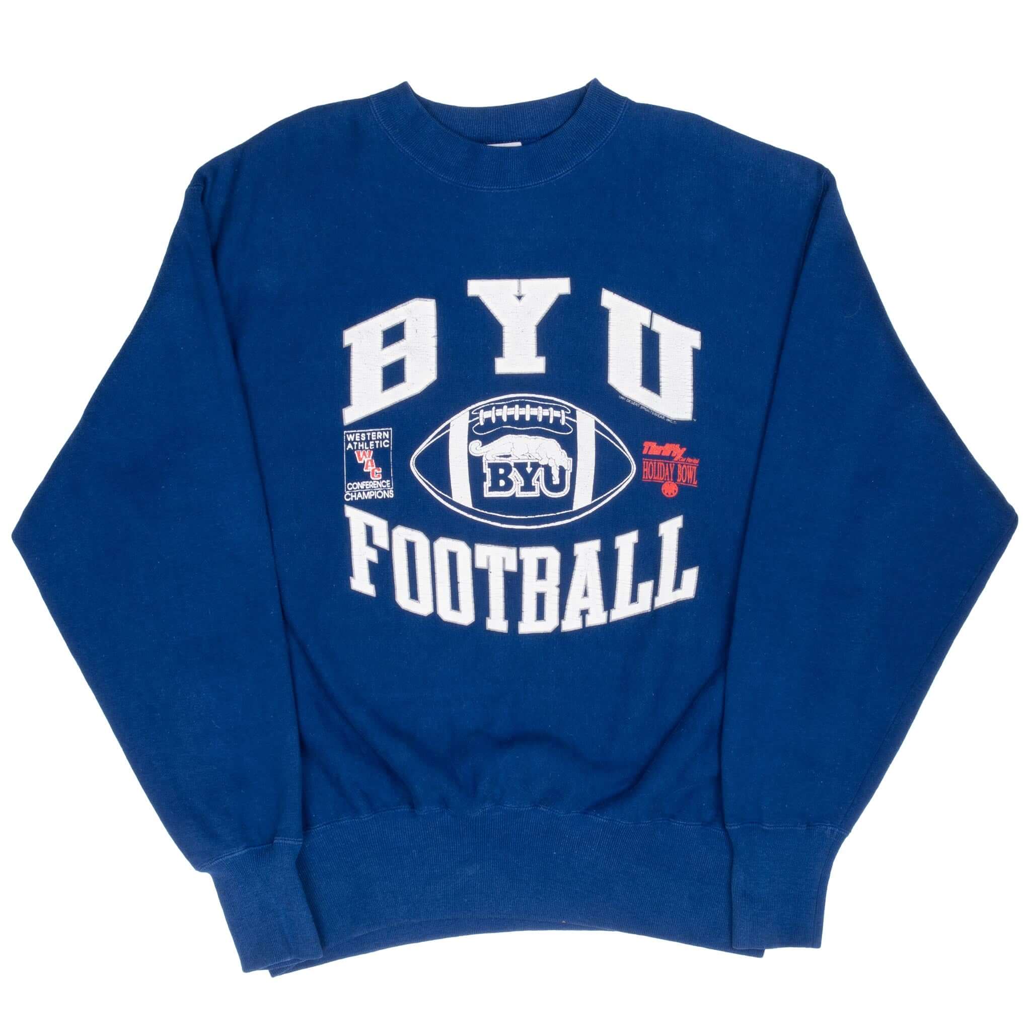 Vintage Ncaa BYU Football Western Conference Champions 1991 Reverse Weave Sweatshirt Size Large