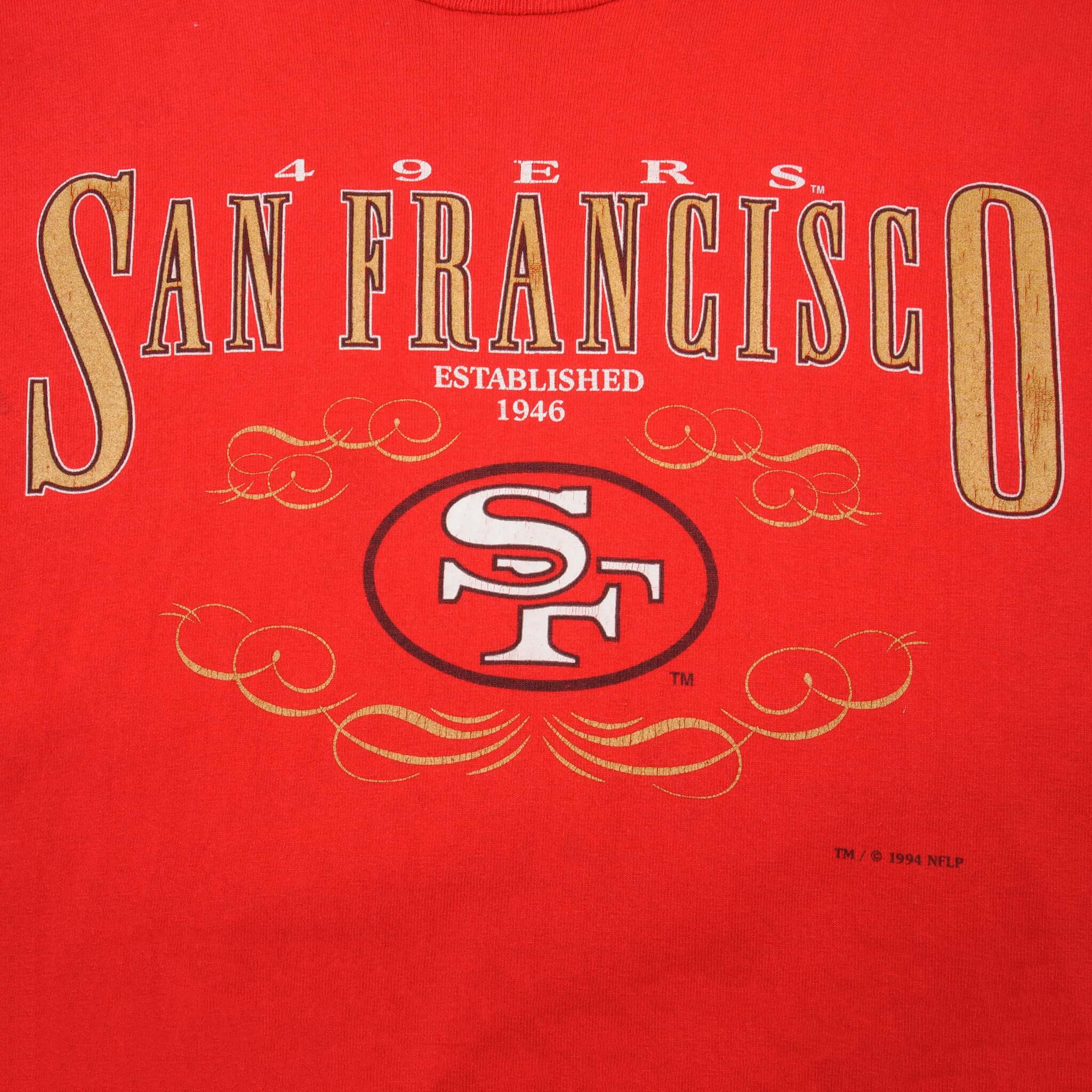 Vintage NFL San Francisco 49Ers Tee Shirt 1994 Size Large Made In USA With Single Stitch
