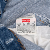 xVintage Preshrunk Levis 501 Indigo Jeans 1990S Size 34X30 Made In Usa With a beatiful Medium Light Wash and some light whiskers 
Size on Tag 35X32 Actual size 34X30
Back Button #524