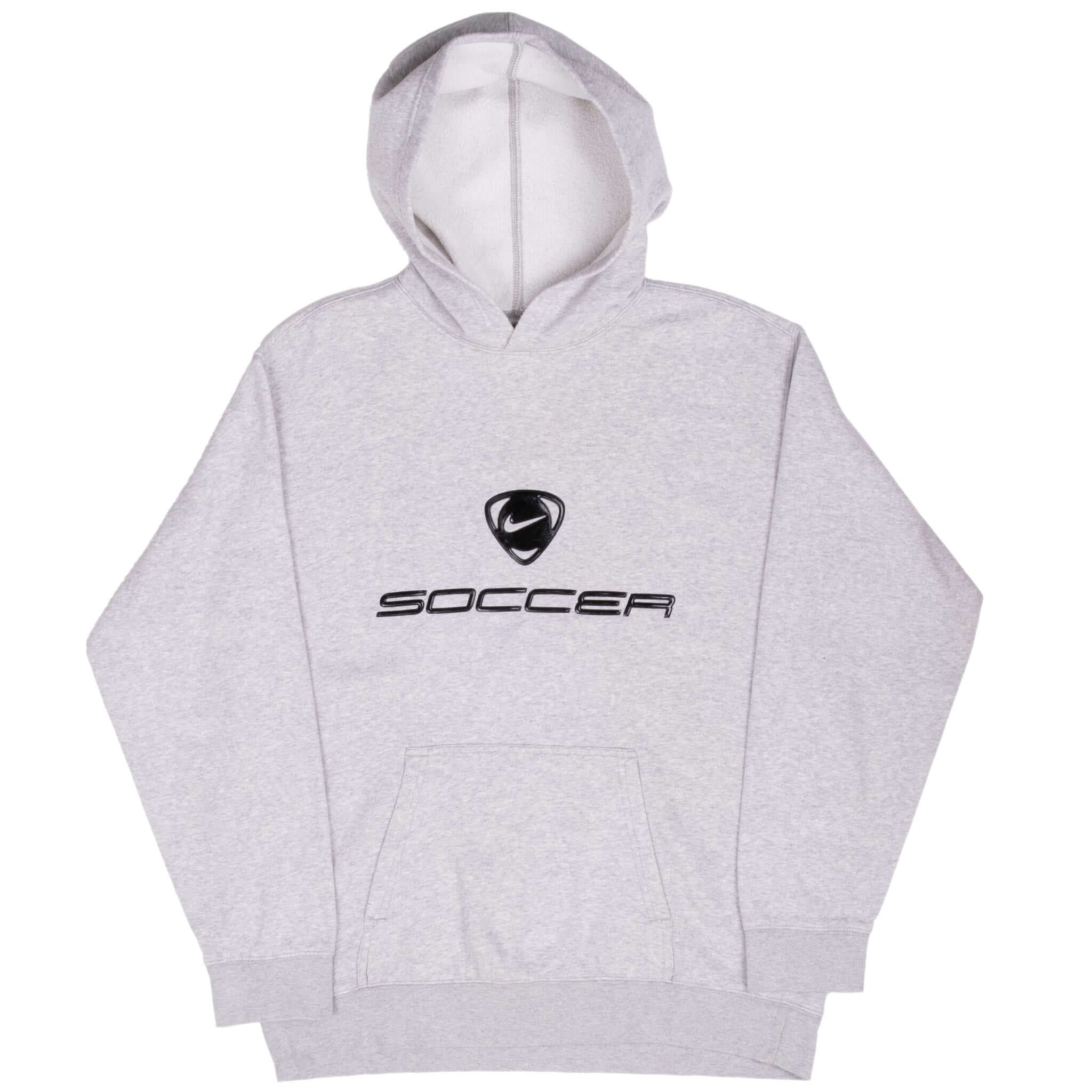 Vintage Nike Soccer Grey Hoodie Sweatshirt 2000S Size XL Youth (18/20)