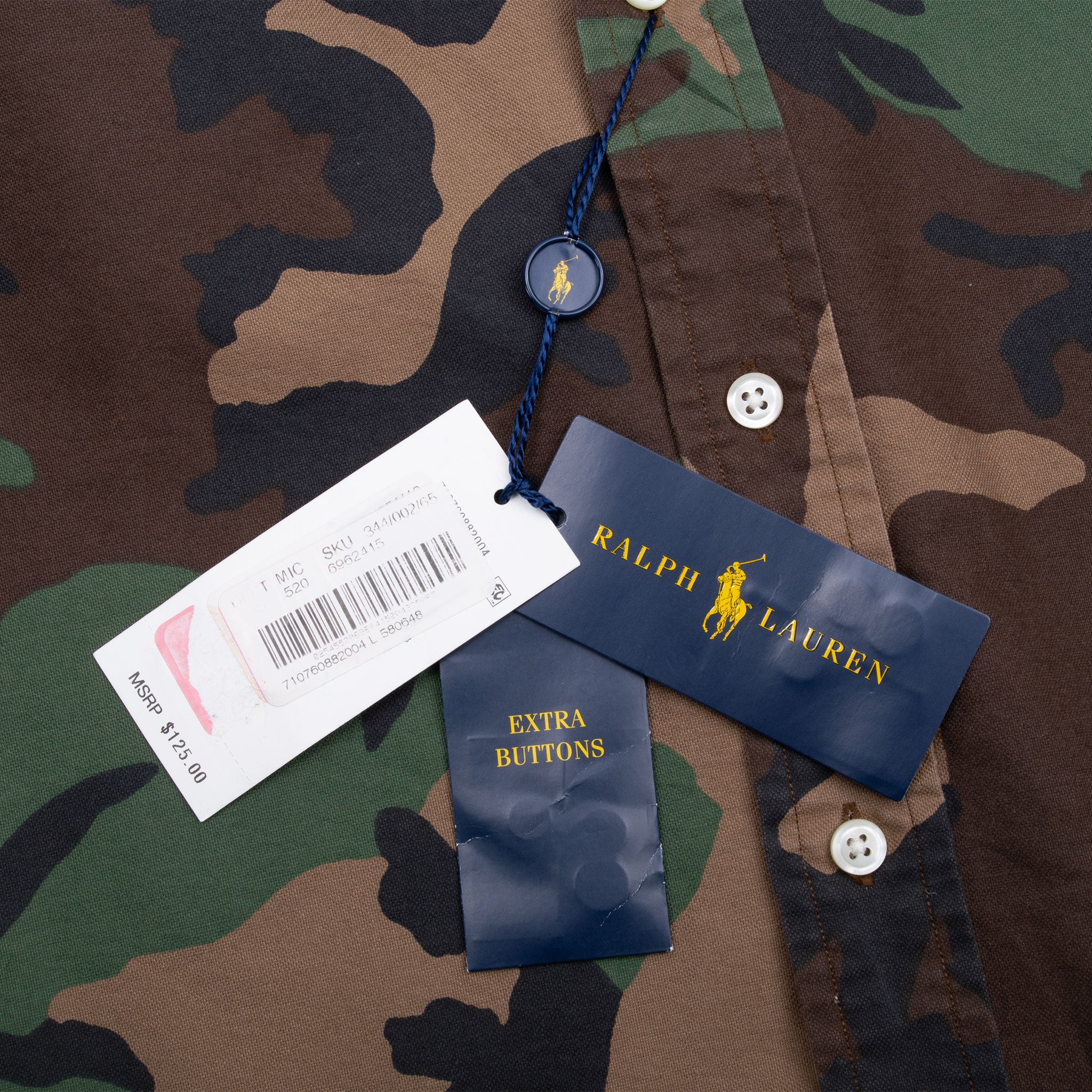 Vintage Ralph Lauren Woodland Camo Shirt Size Large Deadstock