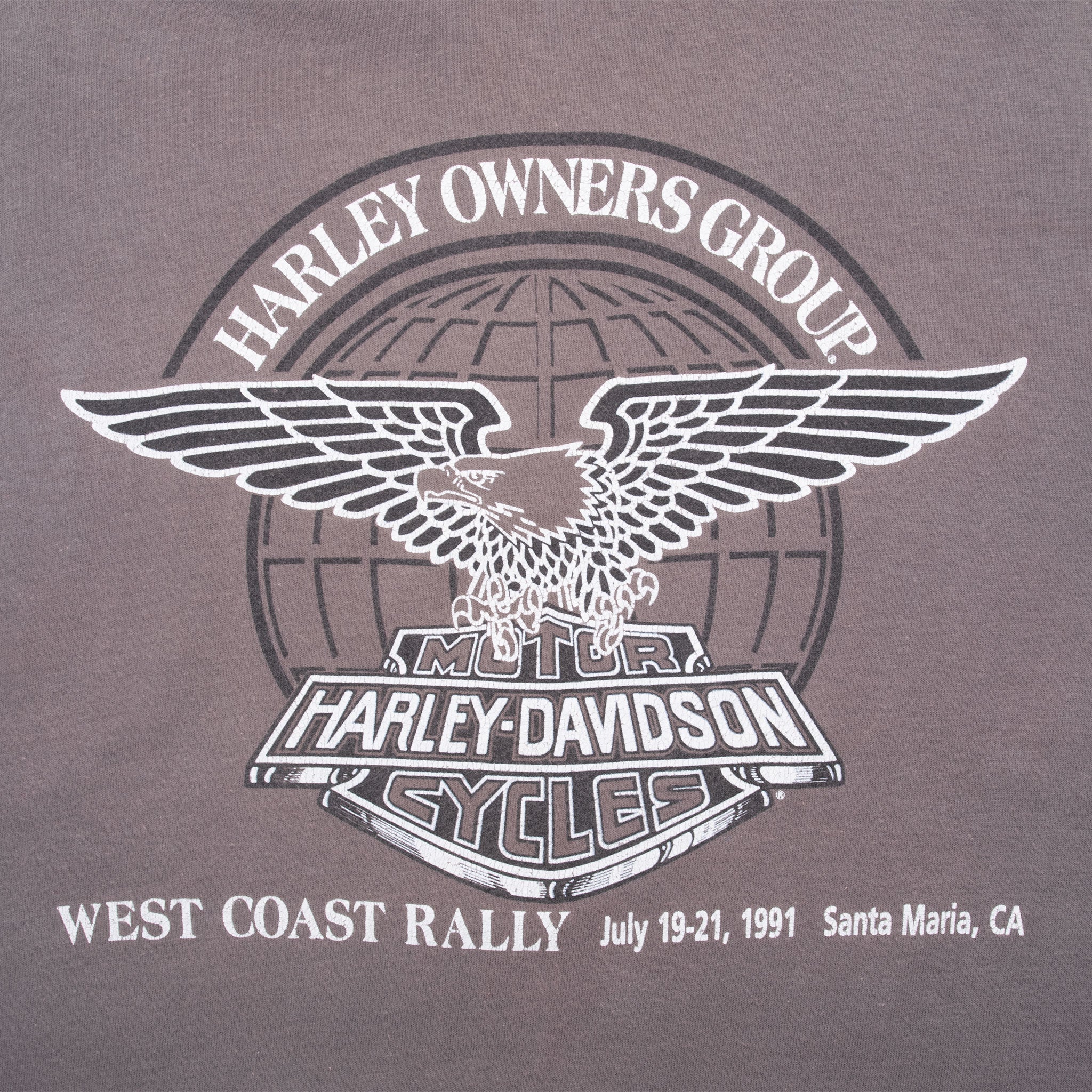 Vintage Harley Davidson West Coast Rally 1991 Tee Shirt Size Large Made In Usa With Single Stitch Sleeves