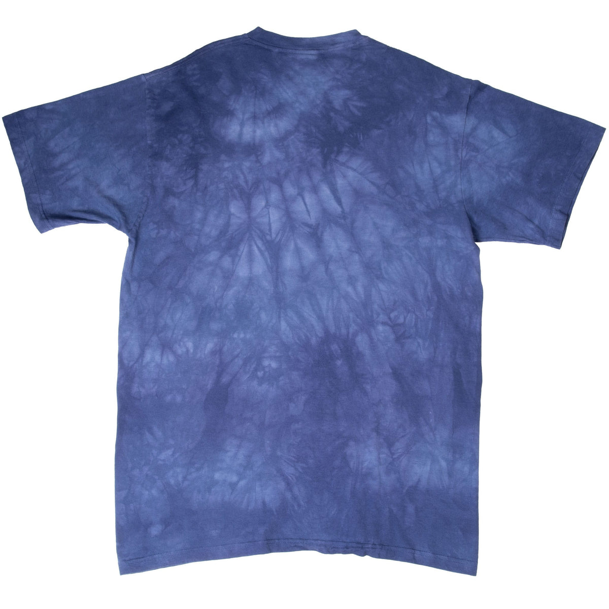 Back of blue and purple tie-dye The Mountain T-shirt with no graphic