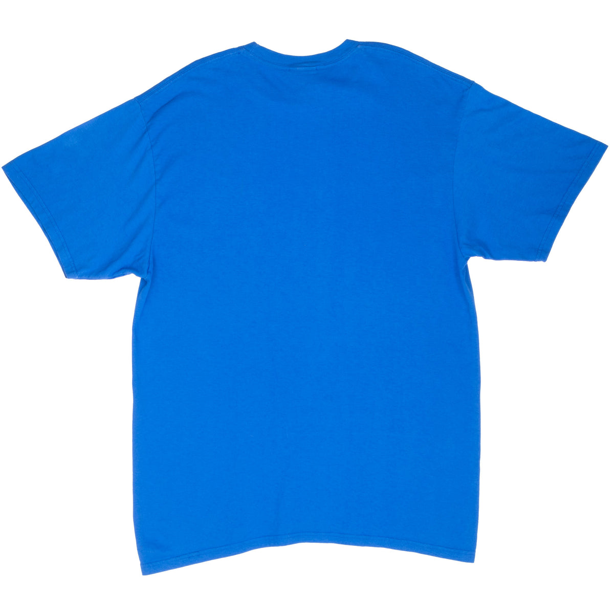 Back of plain blue Nike short-sleeve T-shirt