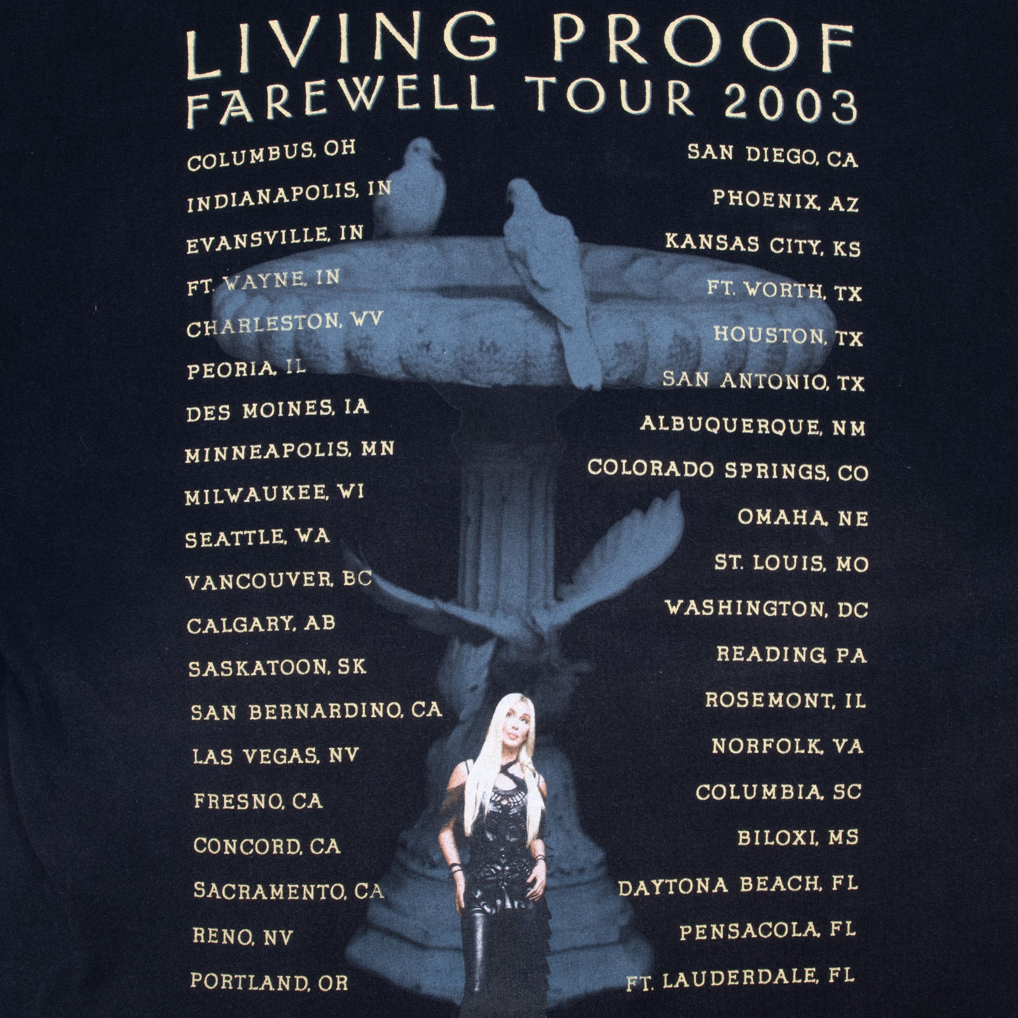 Vintage Cher Living Proof Farewell Tour 2003 Concert Tee Shirt Size XL