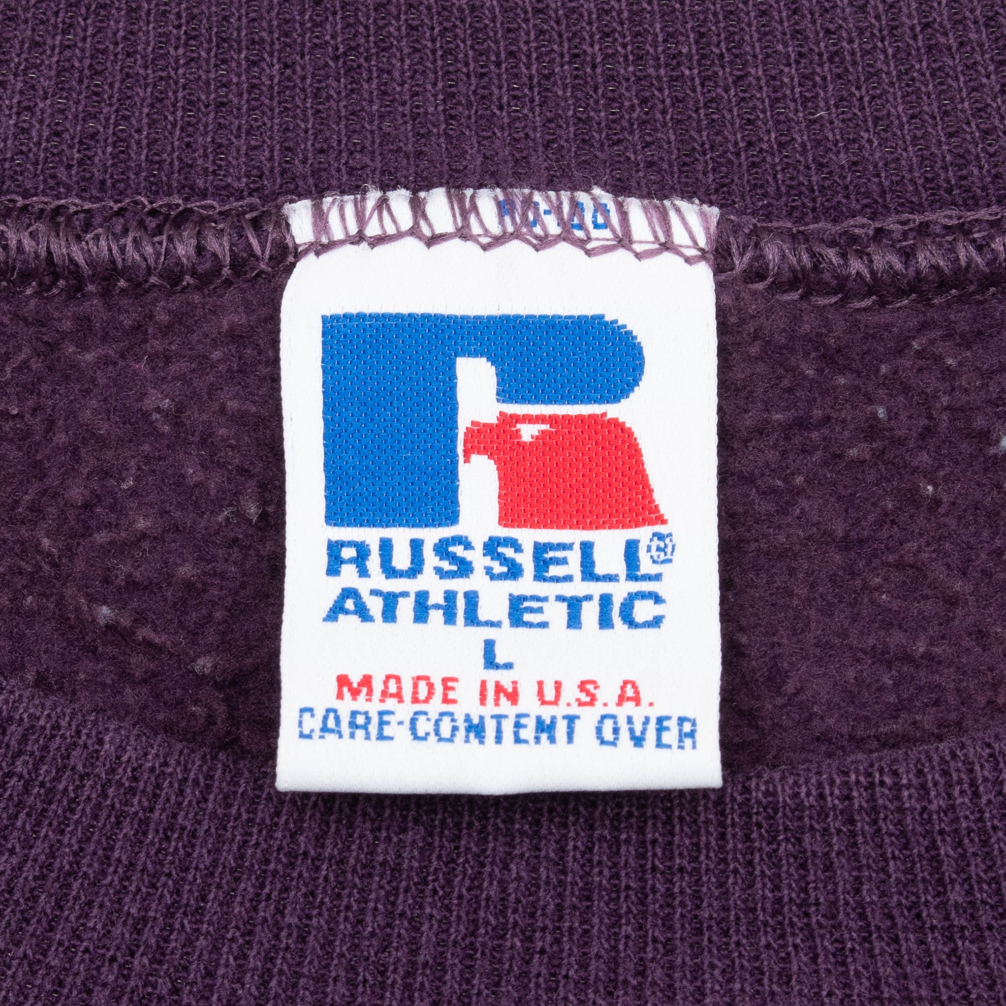 Russell Athletic size large Made in USA care label
