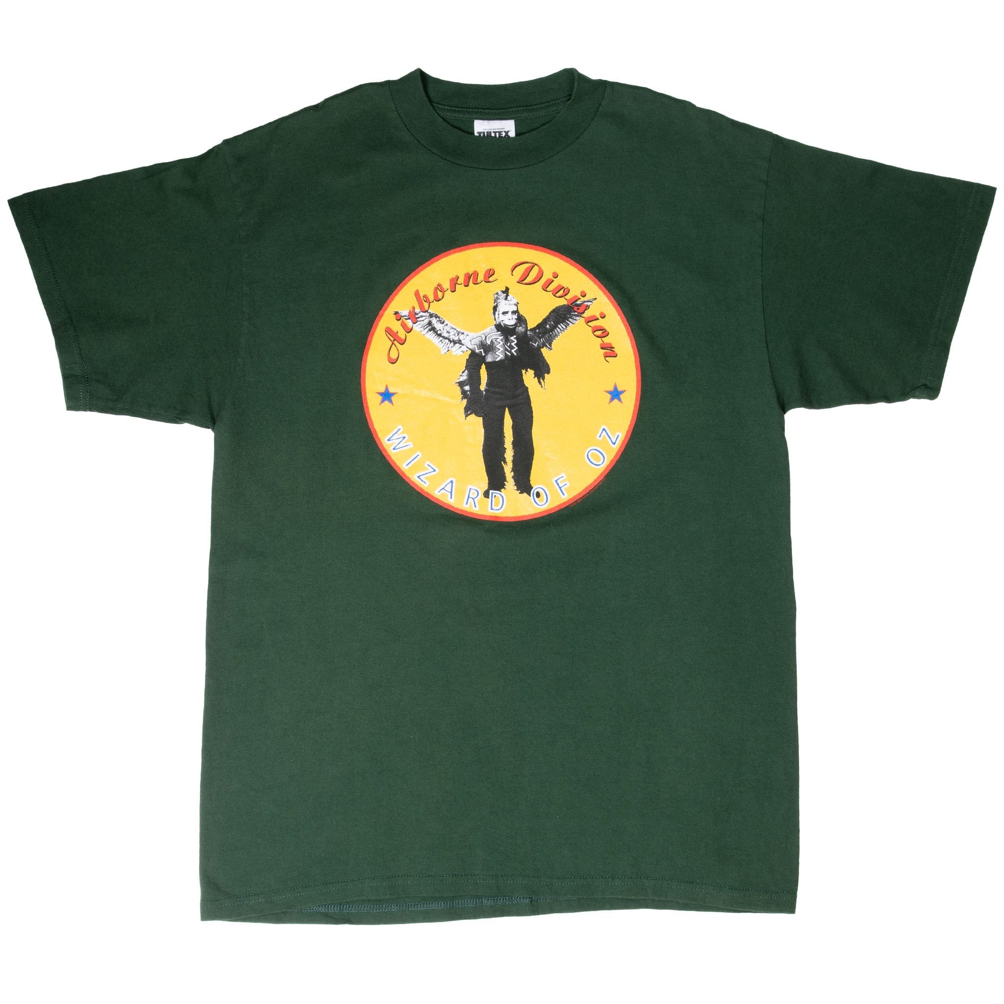 Full front of dark green Wizard of Oz Airborne Division short-sleeve T-shirt