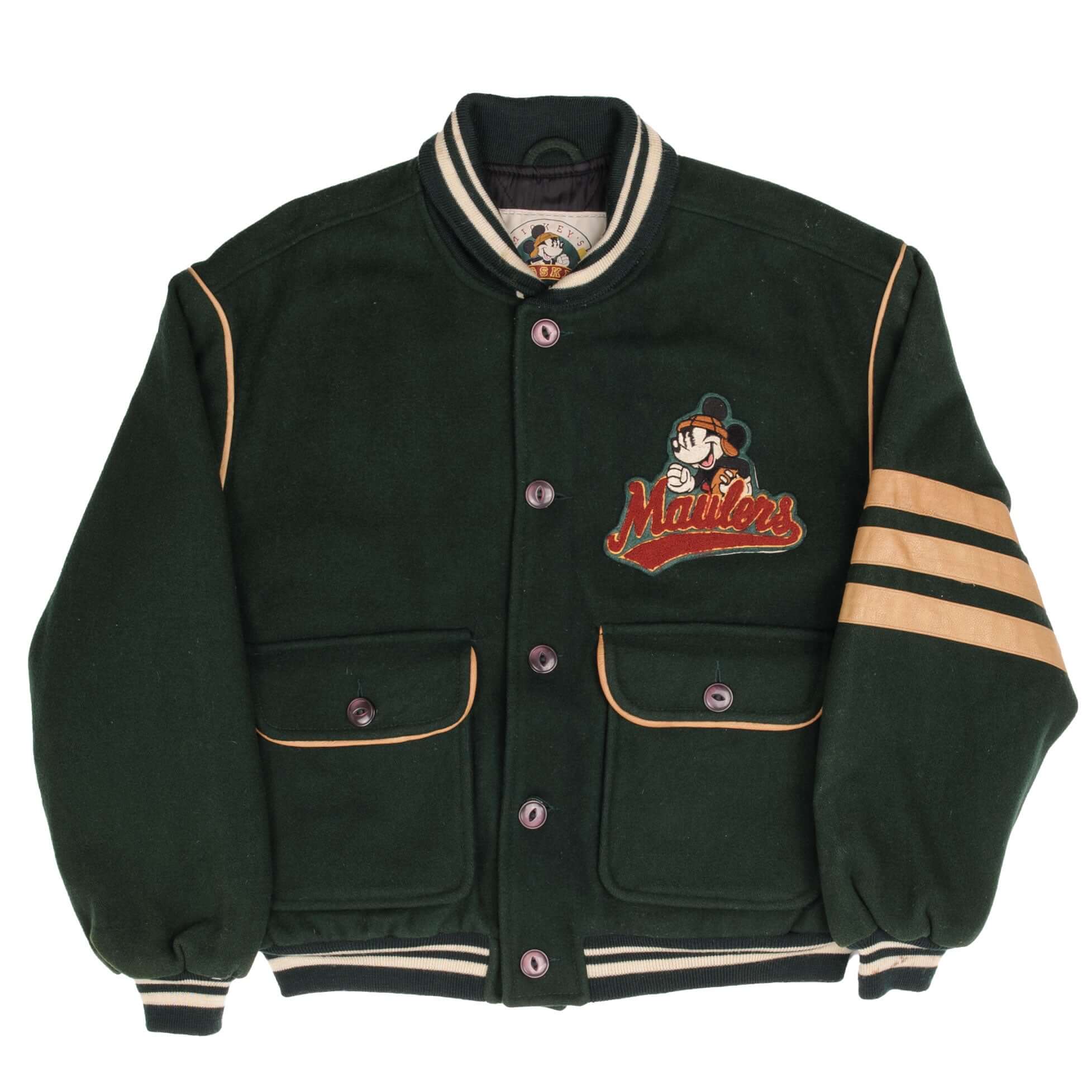 Vintage Disney Mickey Mouse Pigskin Maulers Football Wool Varsity Jacket 1990S Size Medium