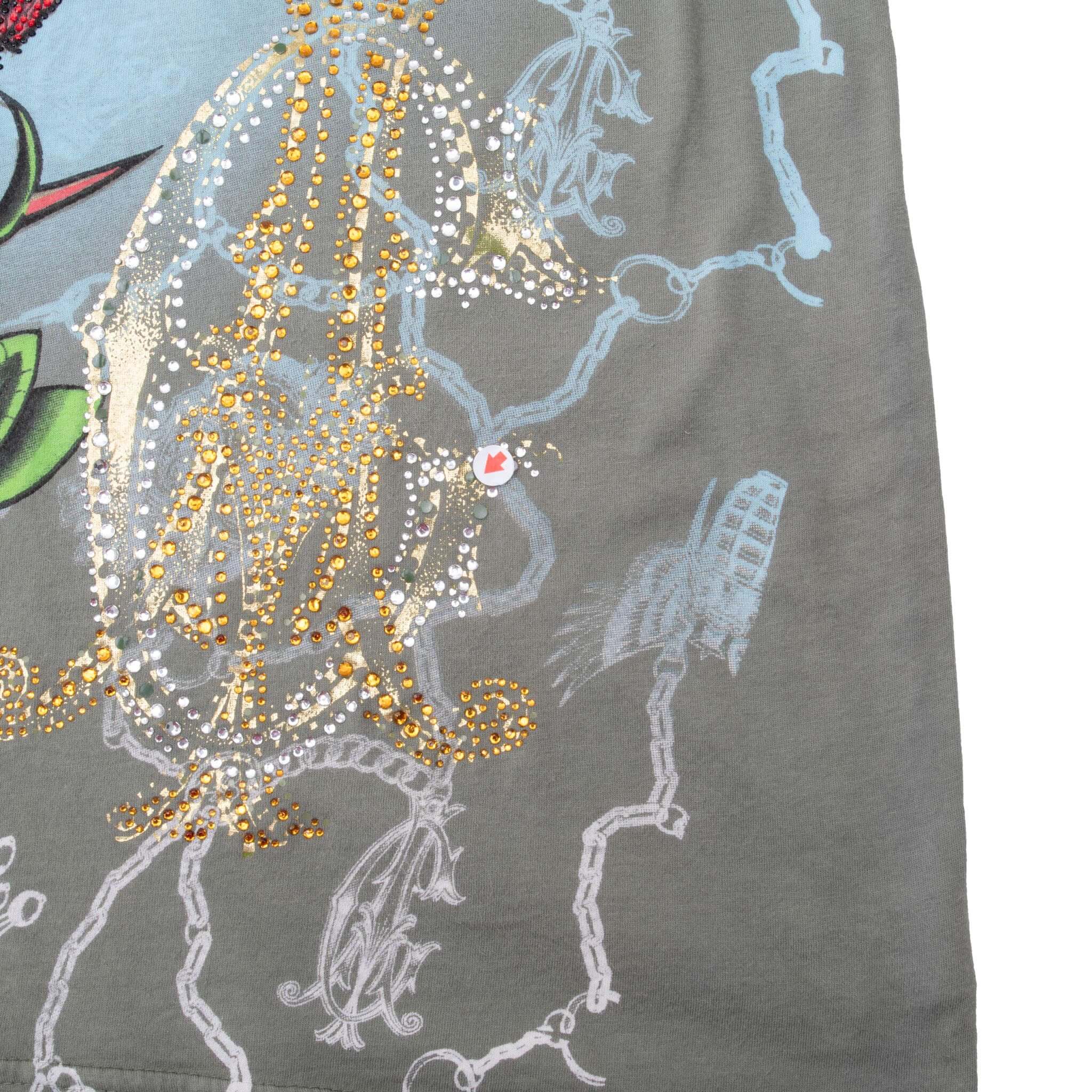 VINTAGE CHRISTIAN AUDIGIER RHINESTONES SKULL TEE SHIRT 2000S XL MADE IN USA