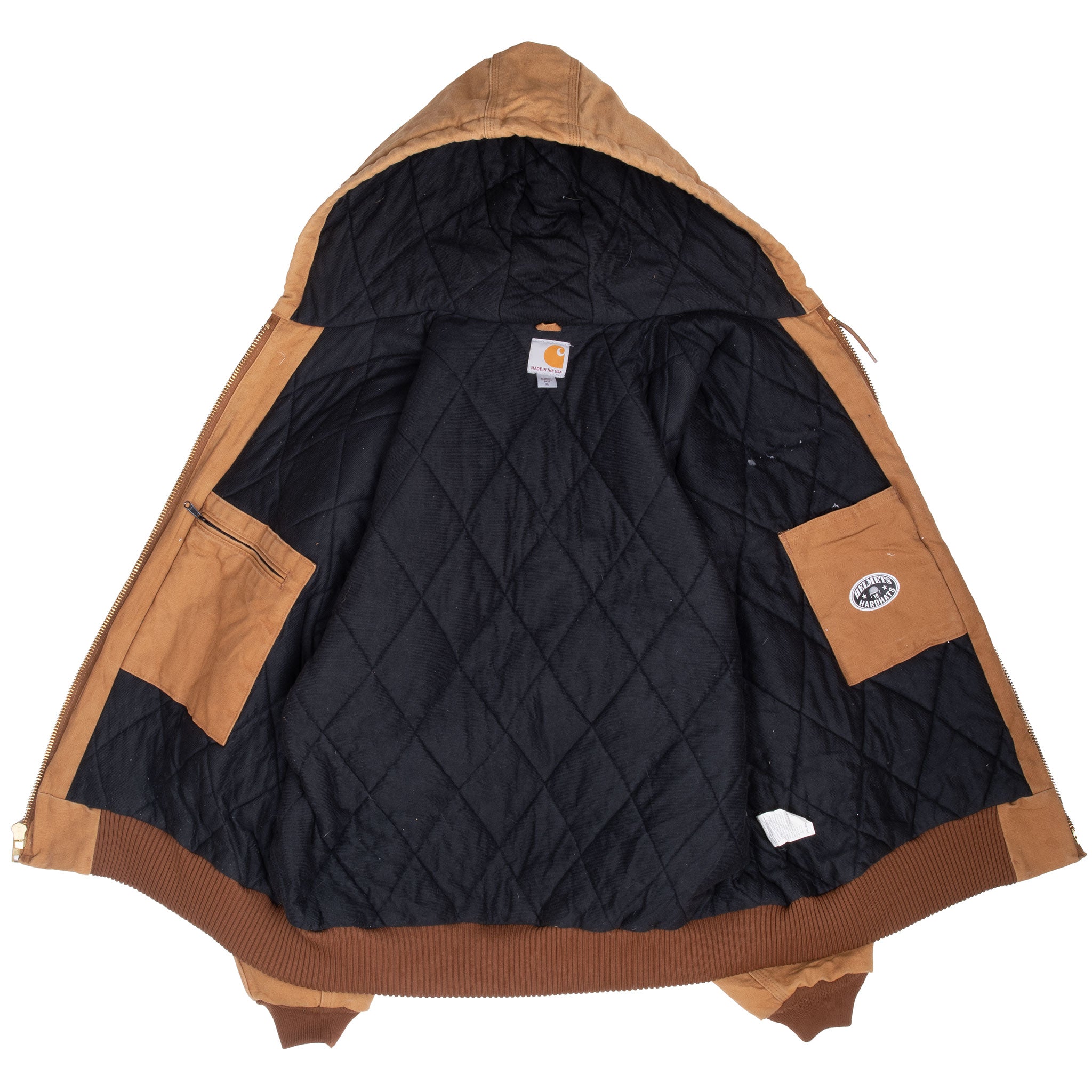 Vintage Carhartt Sandstone Hooded Active Jacket J140Brn Size Xl Made In Usa